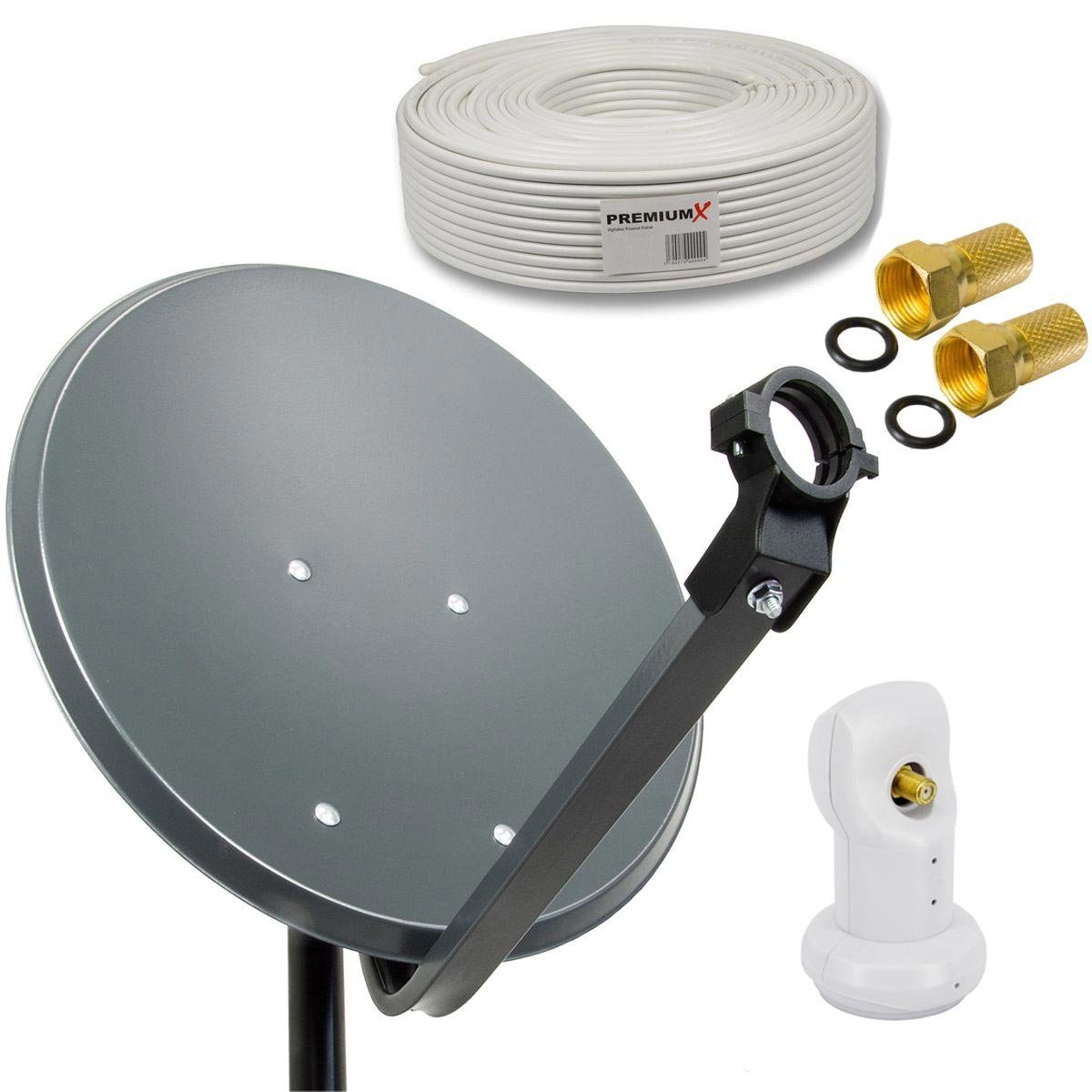 Camping Sat Anlage 45cm Antenne Single LNB Weiß 10m Kabel 2x F-Stecker SAT-Antenne