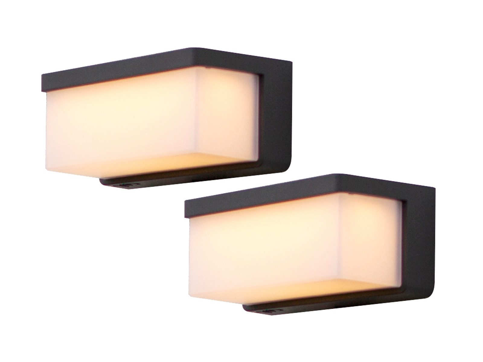 LUTEC LED Außen-Wandleuchte, Dimmfunktion, LED fest integriert, Warmweiß, 2er SET Wand Außenleuchten, Hybrid Solar-lichter mit Strom Breite 19cm