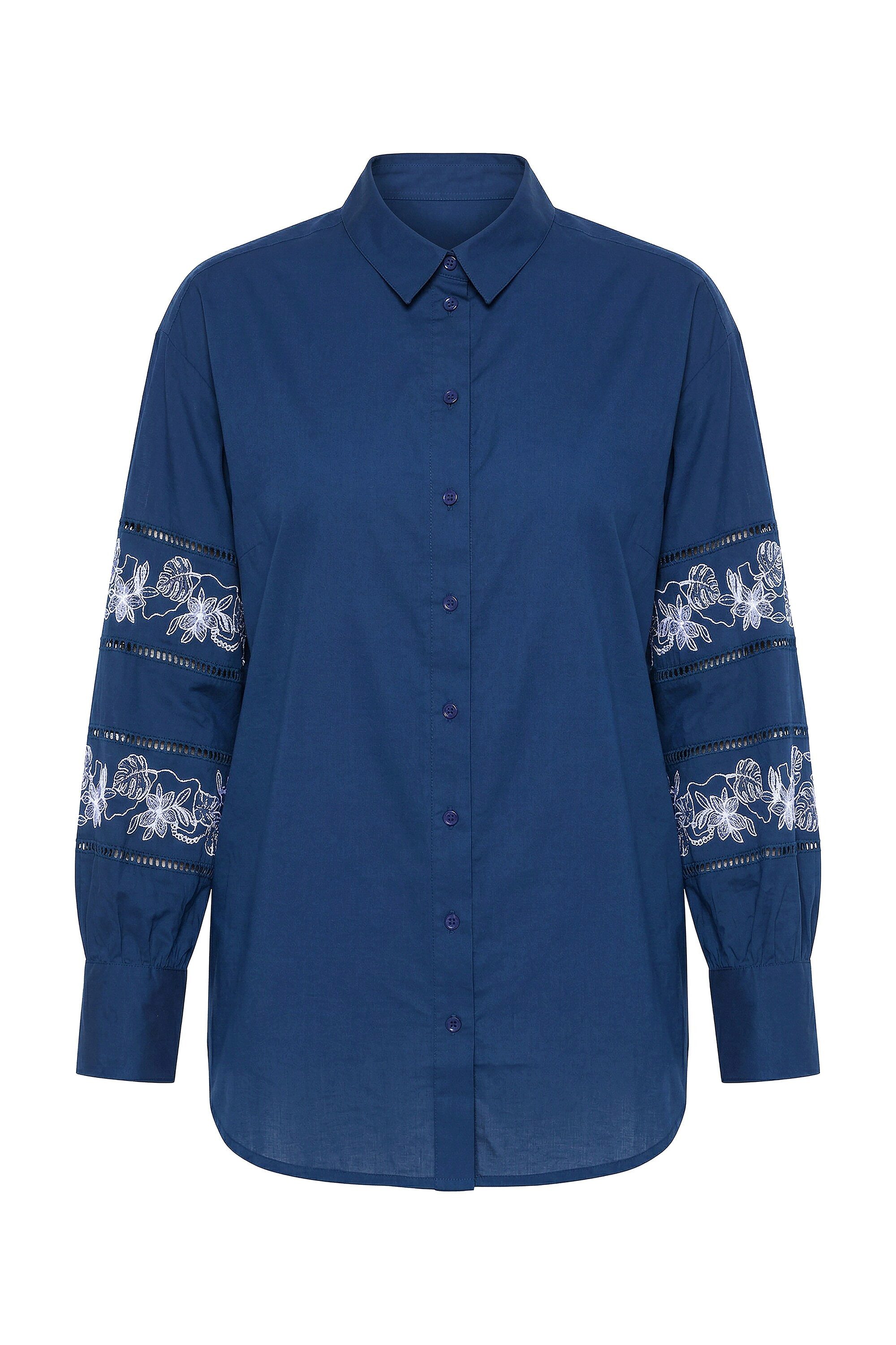 Hemdbluse Hemdbluse oversized Spitze am Langarm