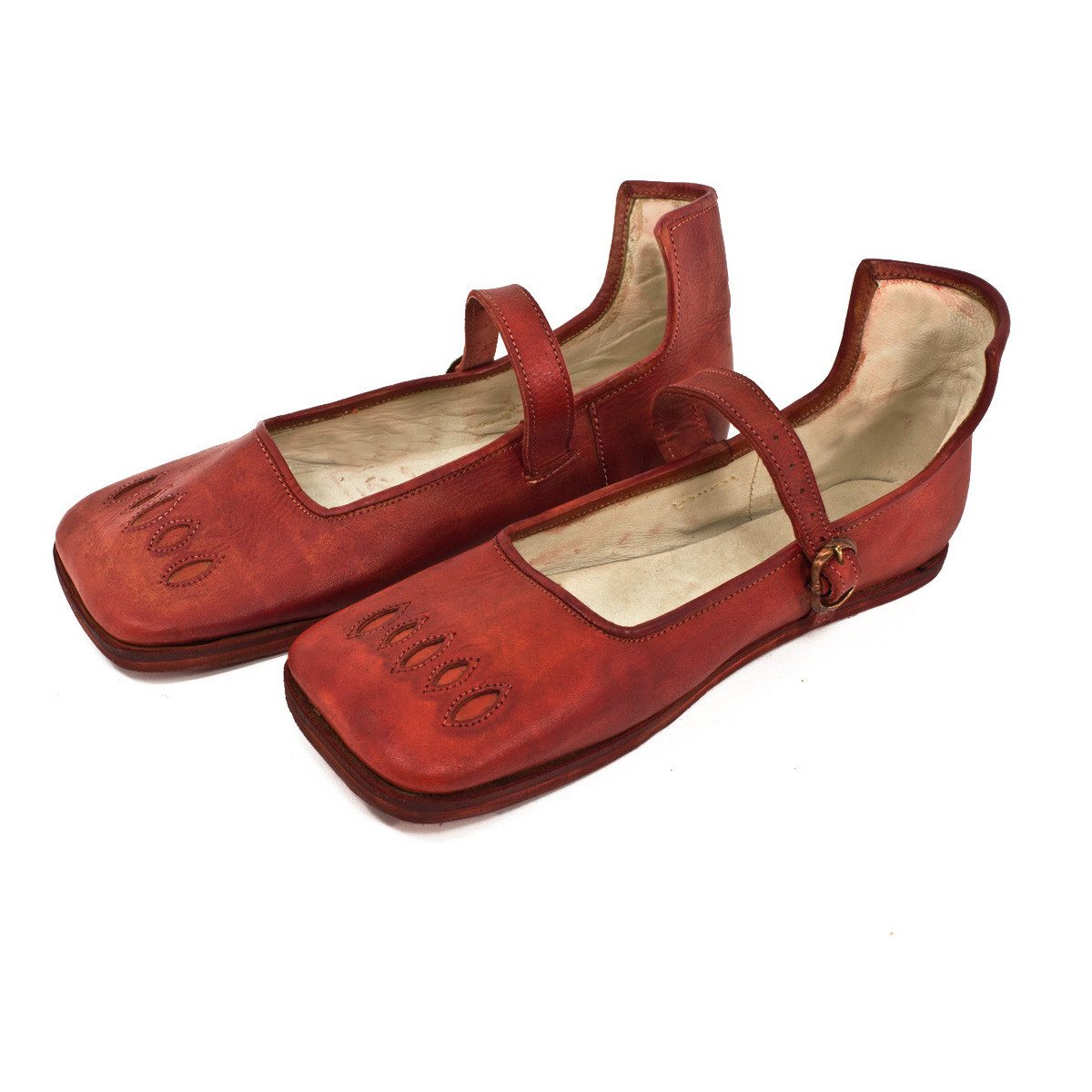 Ritter-Kostüm Kuhmaulschuhe Renaissance Schuhe 16. Jahrhundert Korduan Rot