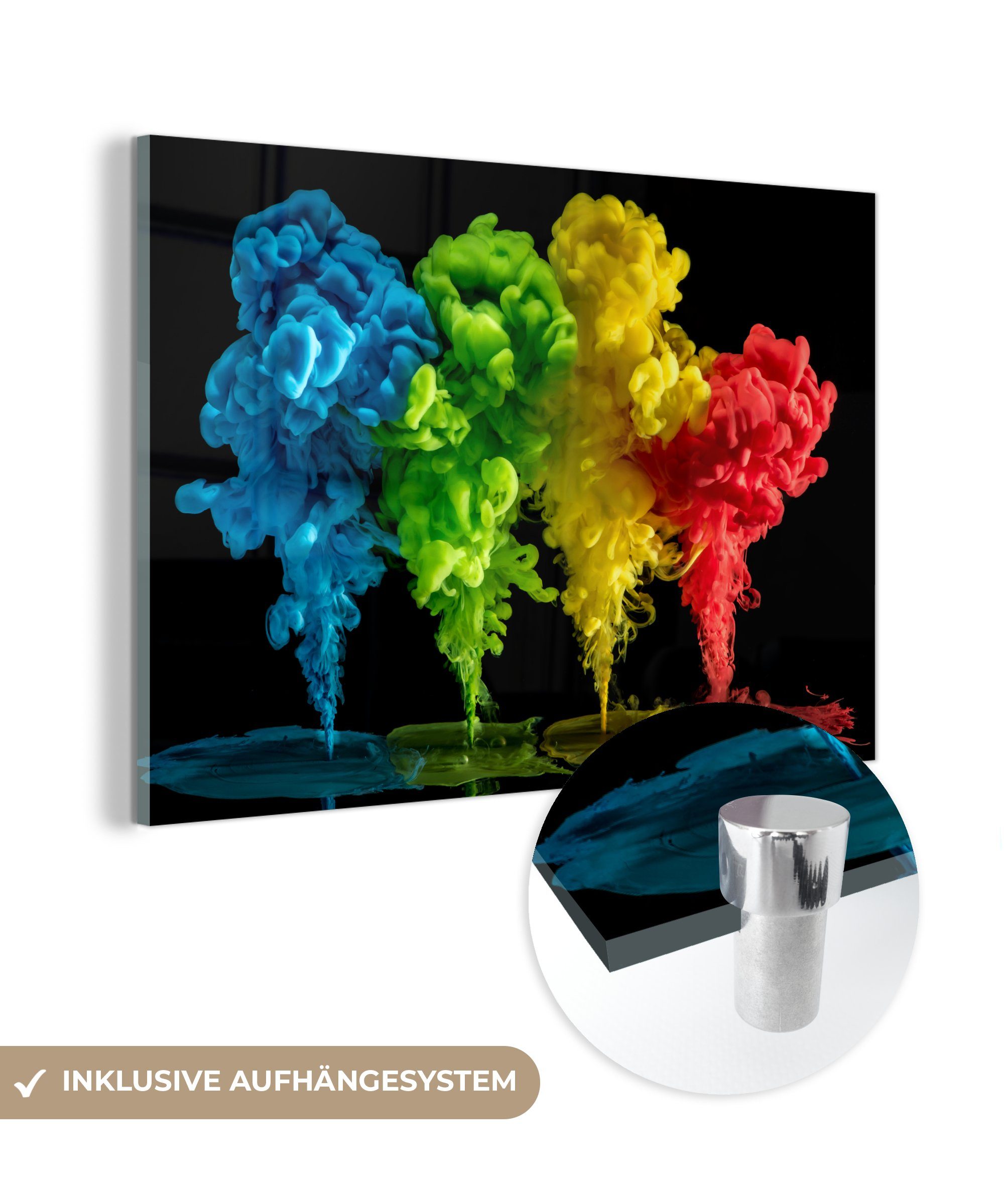 MuchoWow Acrylglasbild Farbige Wolken im Wasser, (1 St), Acrylglasbilder Wohnzimmer & Schlafzimmer