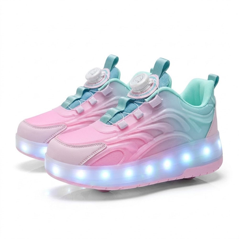 Athlix Kinder LED Sneaker mit Rollen Leuchtschuhe Freizeitschuhe Herbst Sneaker Patchwork-Design, Integrierte LED-Lichter mit Leuchteffekt