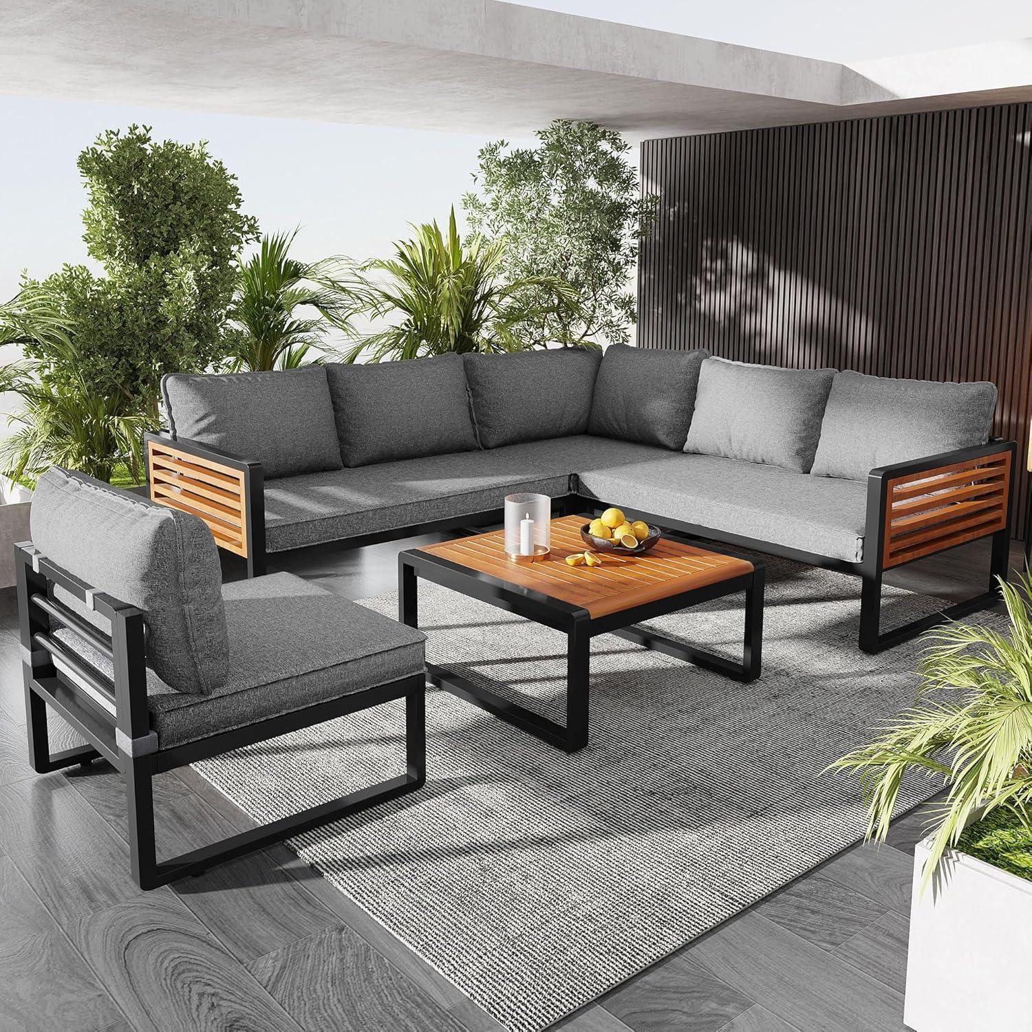 Loungeset Gartenmöbel-Sitzgruppe 5-teilig für 5-6 Personen, Lounge mit