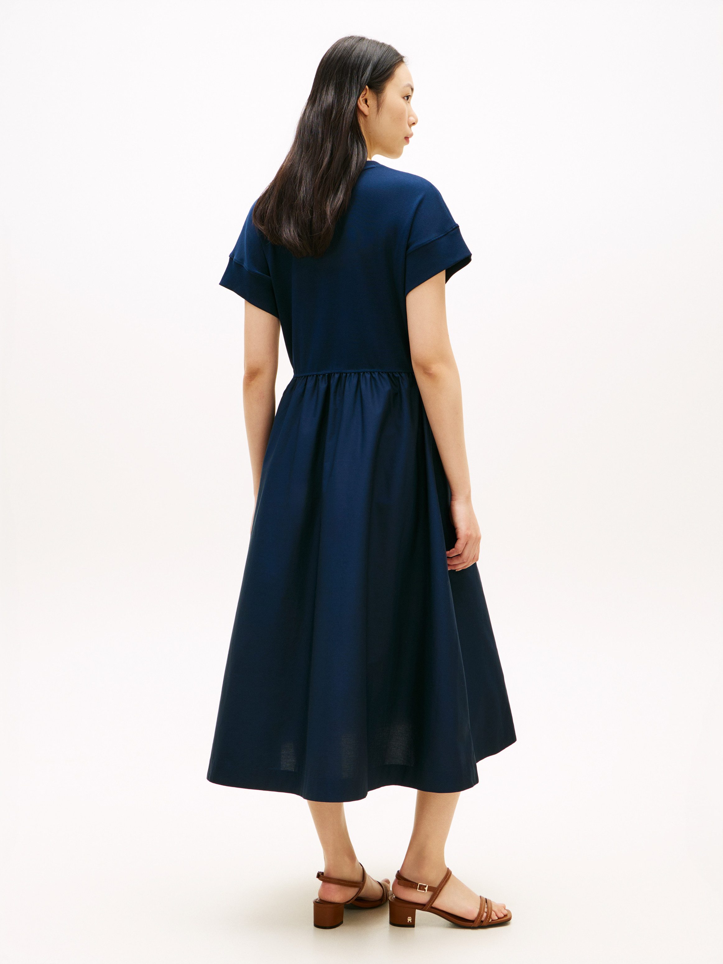 Tommy Hilfiger A-Linien-Kleid CODY MIX MEDIA C-NK MIDI DRESS günstig online kaufen