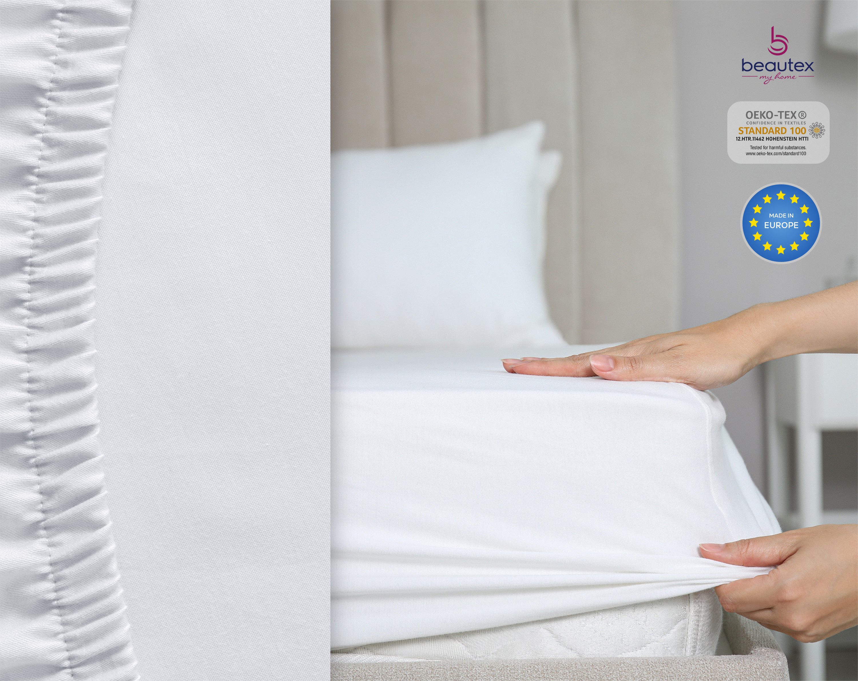 Beautex Spannbettlaken Spannbetttuch Jersey Baumwolle Premium, Jersey, Gummizug: rundum, (1 Stück), atmungsaktiv, hautfreundlich, perfekte Passform, formstabil, 160 g/m²