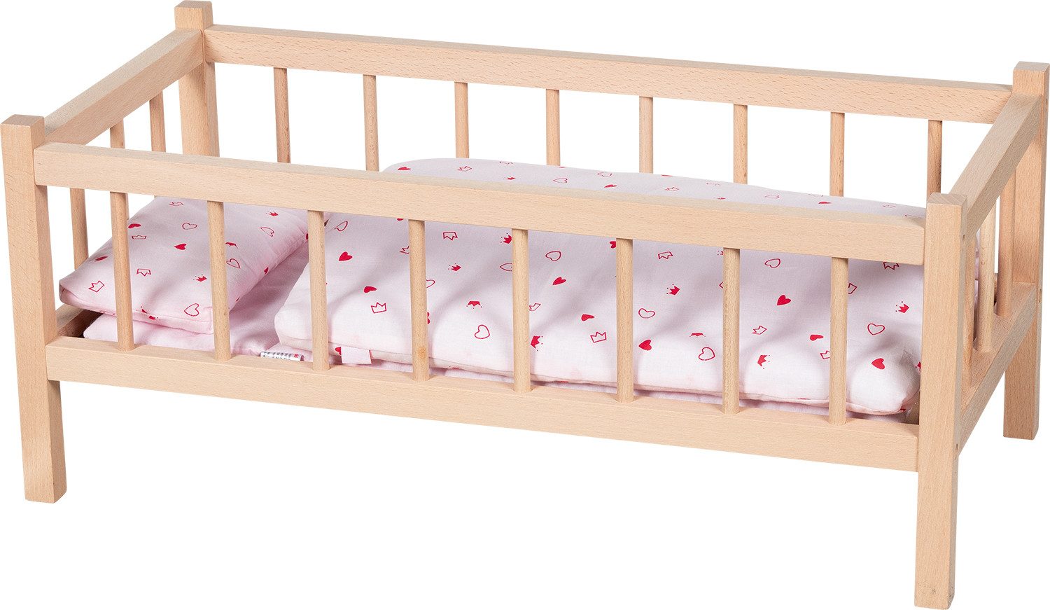 goki Puppenbett Set: Puppenbett mit Puppenbettzeug (4tlg)