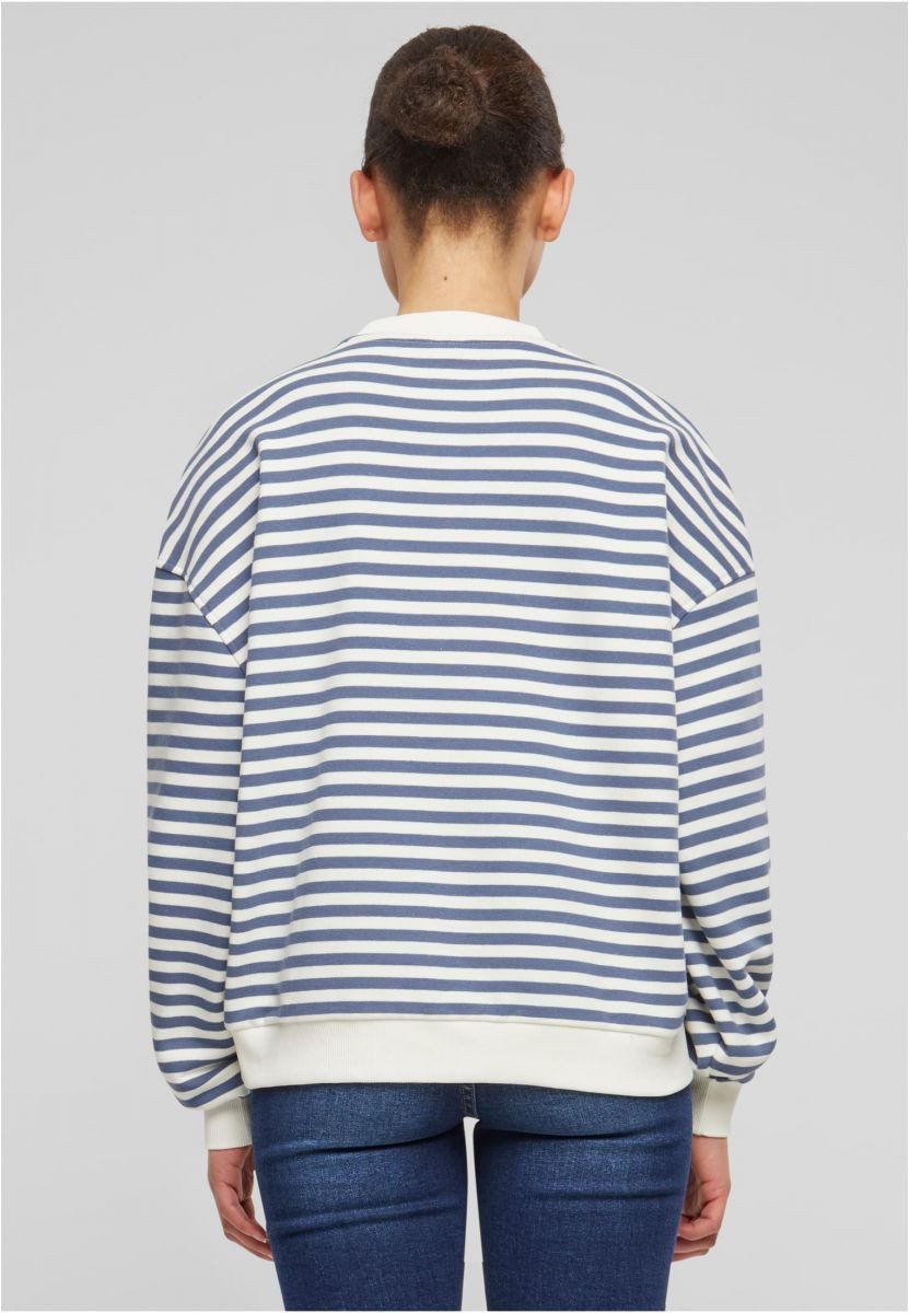 URBAN CLASSICS Sweatshirt Ladies Oversized Striped Crewneck Damen Pullover