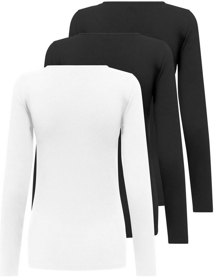 ONLY Langarmshirt ONLLIVE LOVE LS O-NECK TOP 3-PACK CS JRS (Set, 3-tlg)