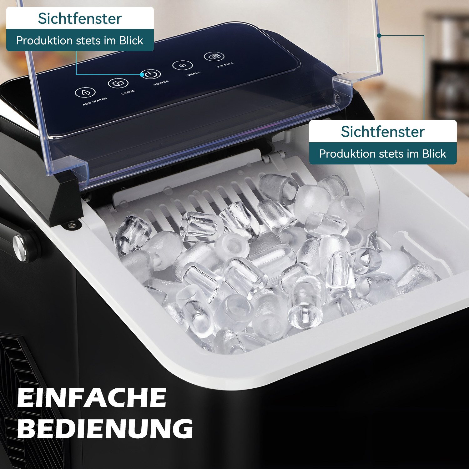 oyajia Eiswürfelmaschine Kleine Eiswürfelmaschine, 9 Eiswürfel in 6 Minuten, 12 kg/24 Stunden, selbstreinigende, Eiswürfelmaschinen für Zuhause, Küche, Büro und Bar