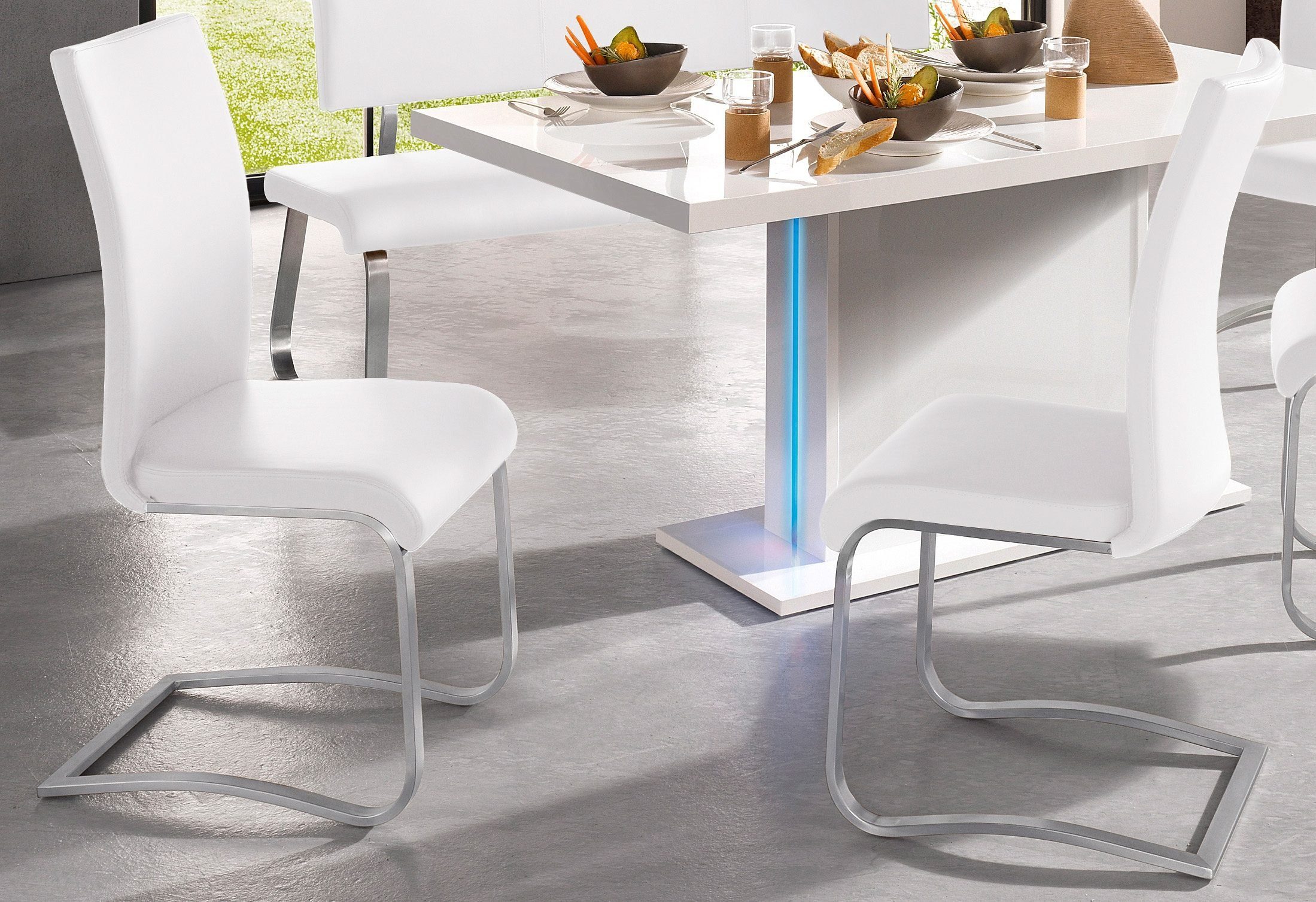 MCA furniture Freischwinger Arco (Set, 2 St), Stuhl mit Echtlederbezug, belastbar bis 130 Kg weiß | weiß