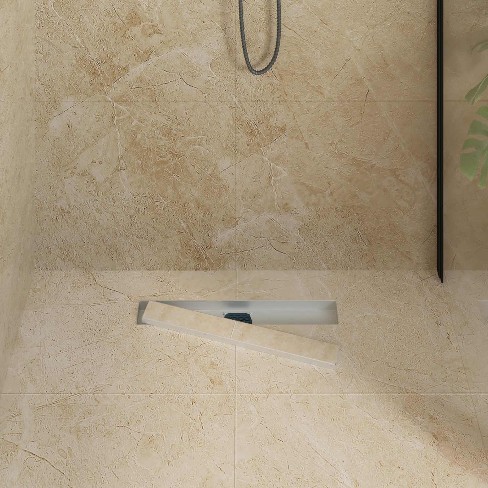 vidaXL Duschrinne Duschablauf 2-in-1 mit 360° Siphon Silber 54 x 11 x 9,5 cm, 1-St.