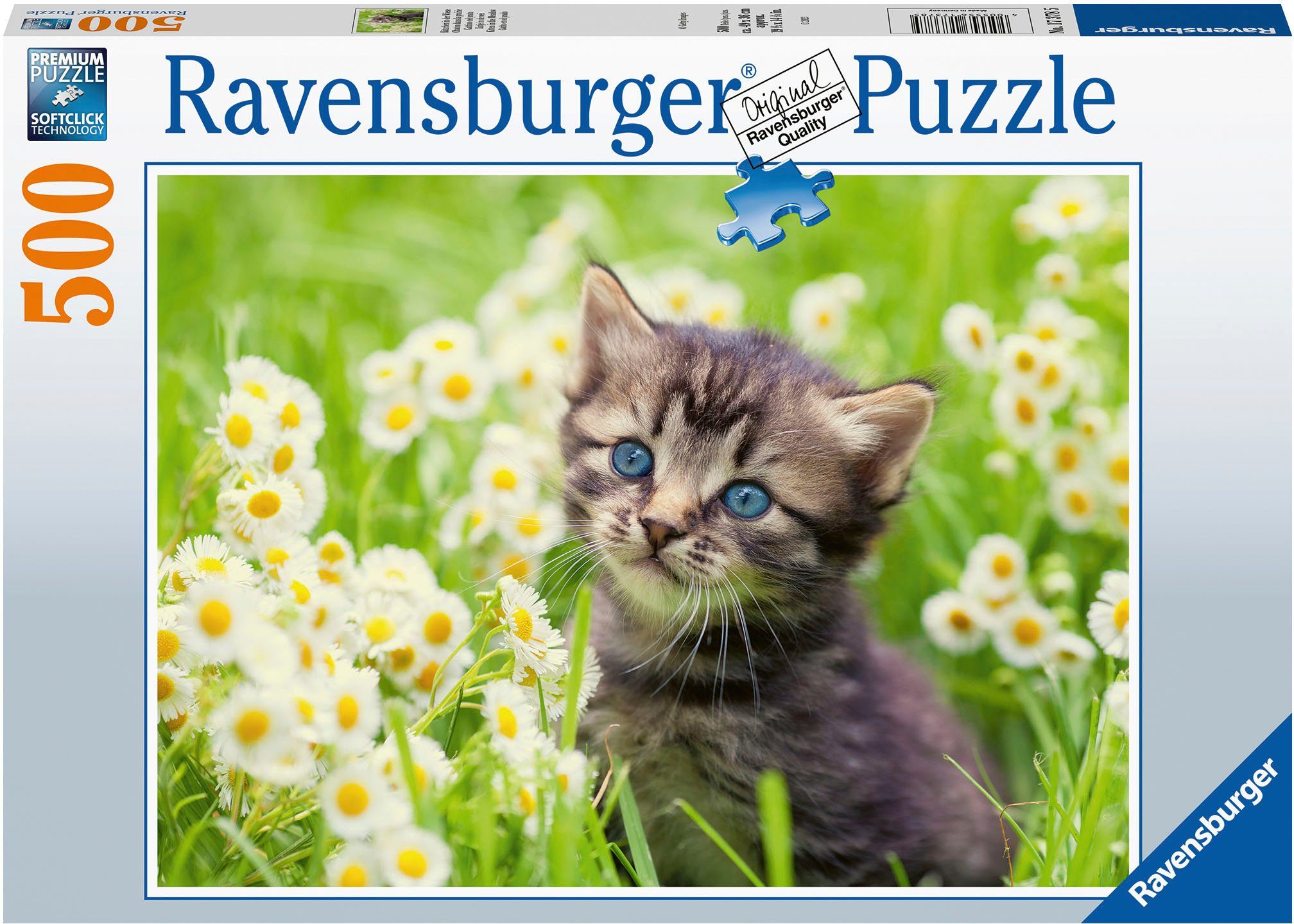 Ravensburger Puzzle Kätzchen in der Wiese, 500 Puzzleteile, Made in Germany; FSC®- schützt Wald - weltweit