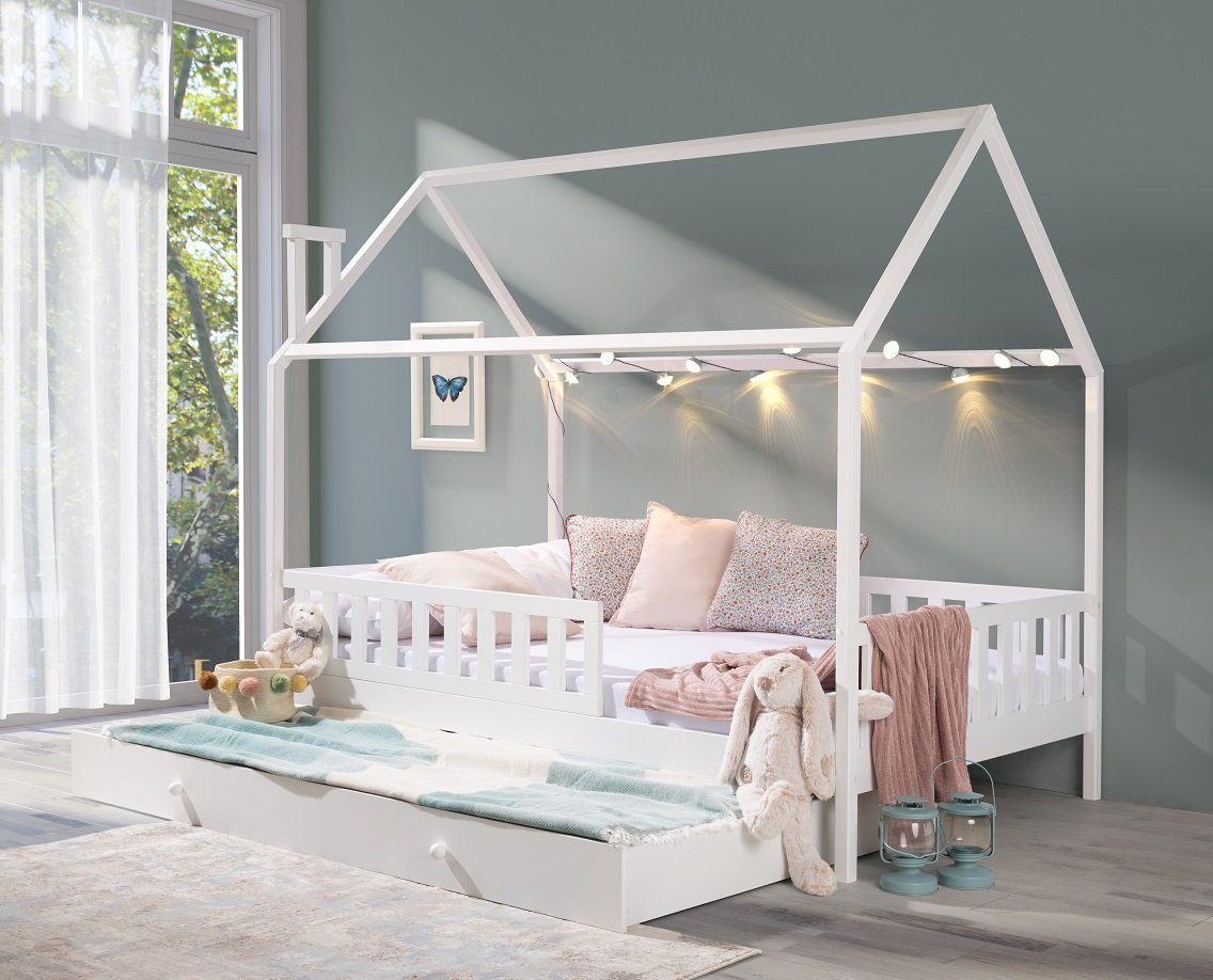 Deine Möbel 24 Hausbett »Kinderbett für 2 Kinder ROSI PLUS 140x200 aus