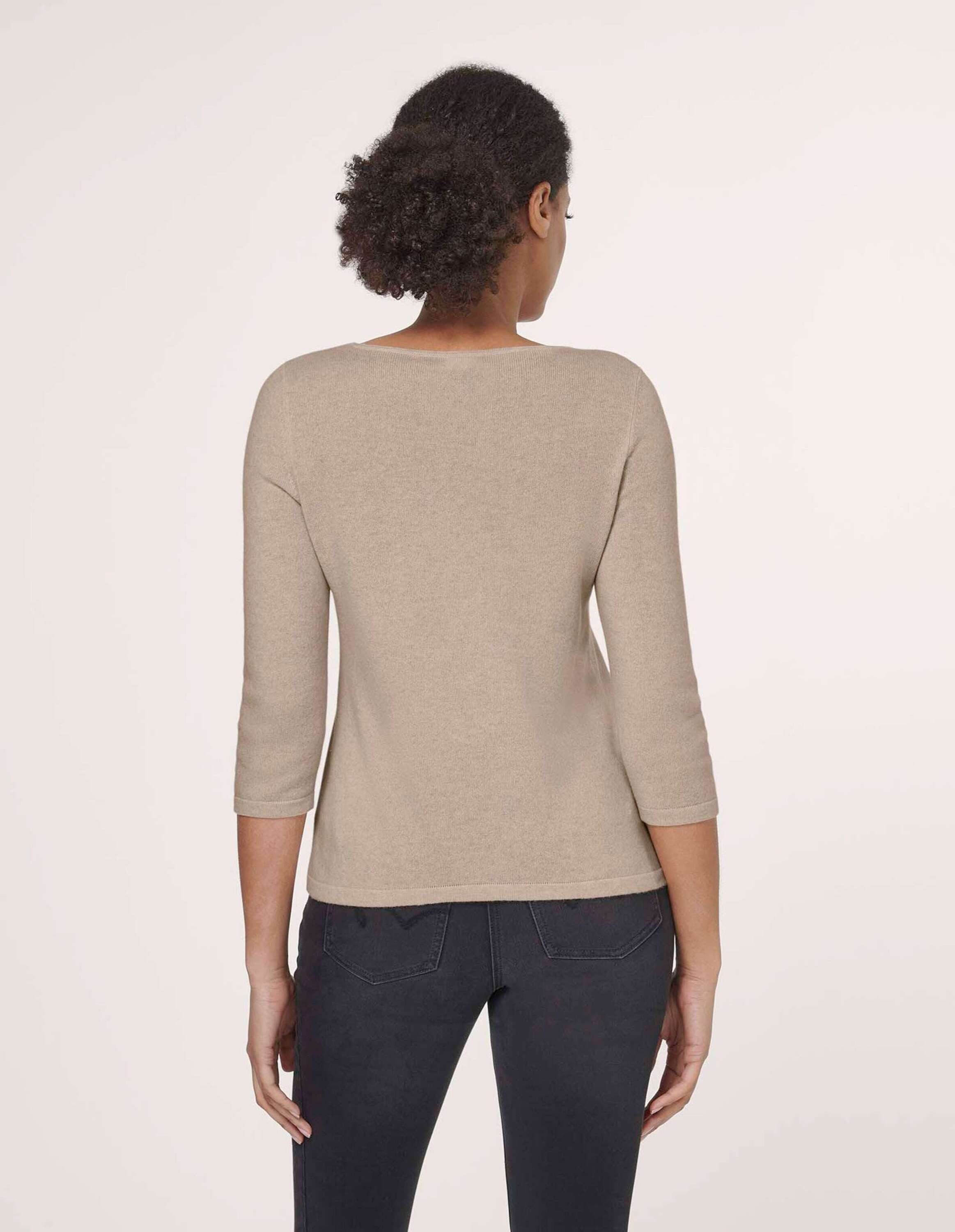 MADELEINE Strickpullover Kaschmirpullover mit U-Boot-Ausschnitt Basicshirt mit 3/4-Ärmeln und flachen Abschlüssen