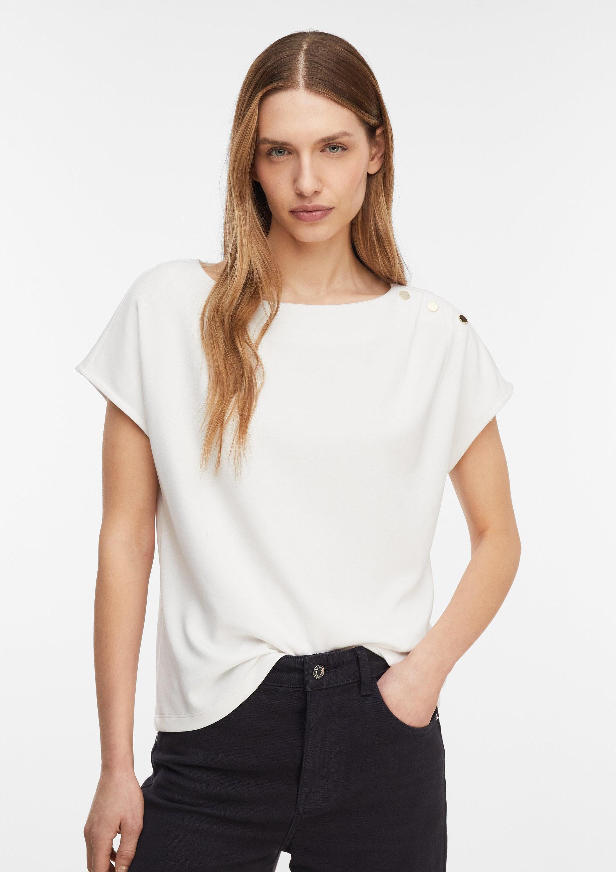 comma Kurzarmshirt T-Shirt Weiches T-Shirt mit Faltendetail günstig online kaufen
