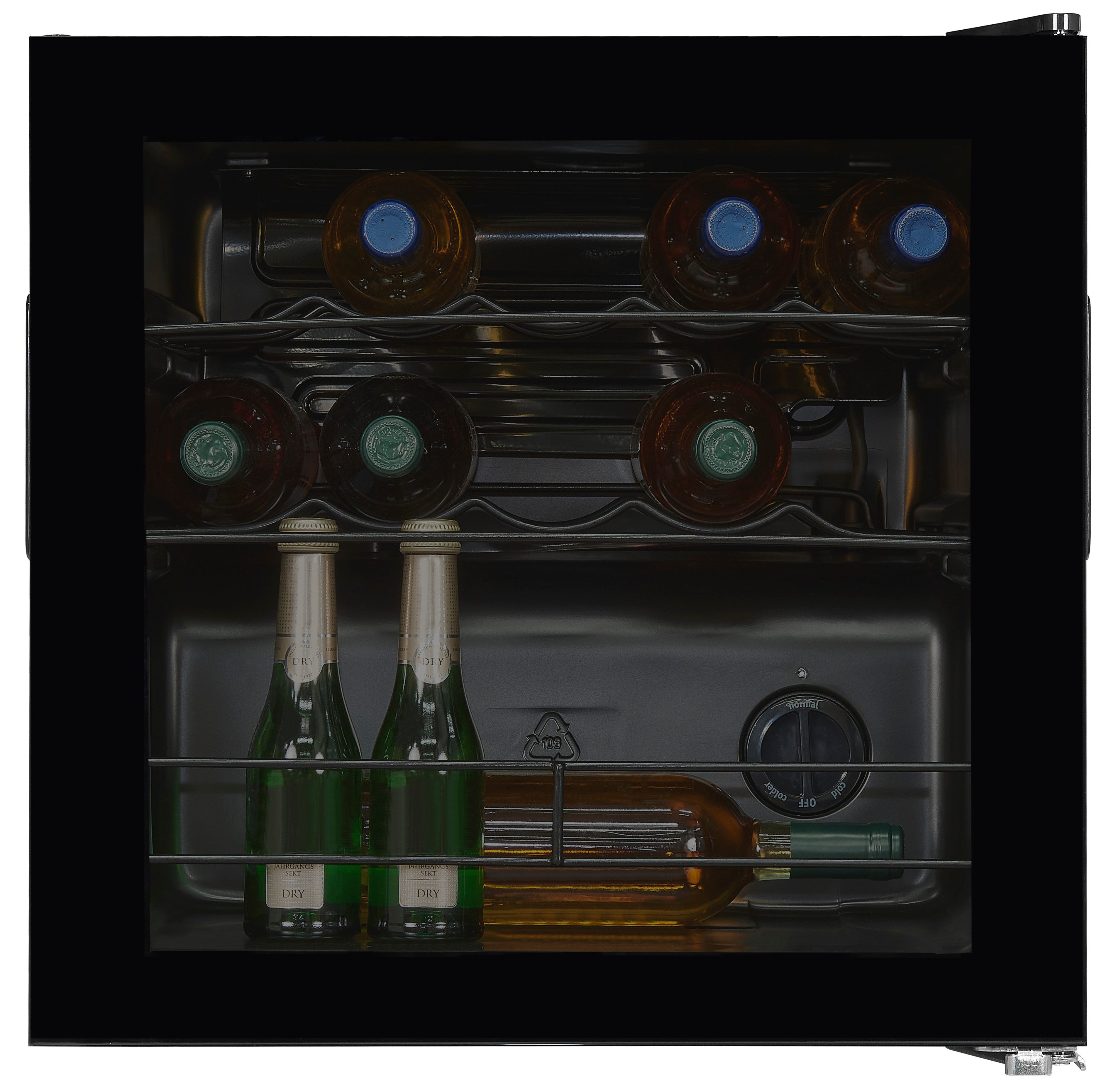 exquisit Weinkühlschrank WS1-12-GT-030G schwarzPV, für 14 Standardflaschen á 0,75l,Für Weinliebhaber - stilvoll & perfekt temperiert für 14 Flaschen