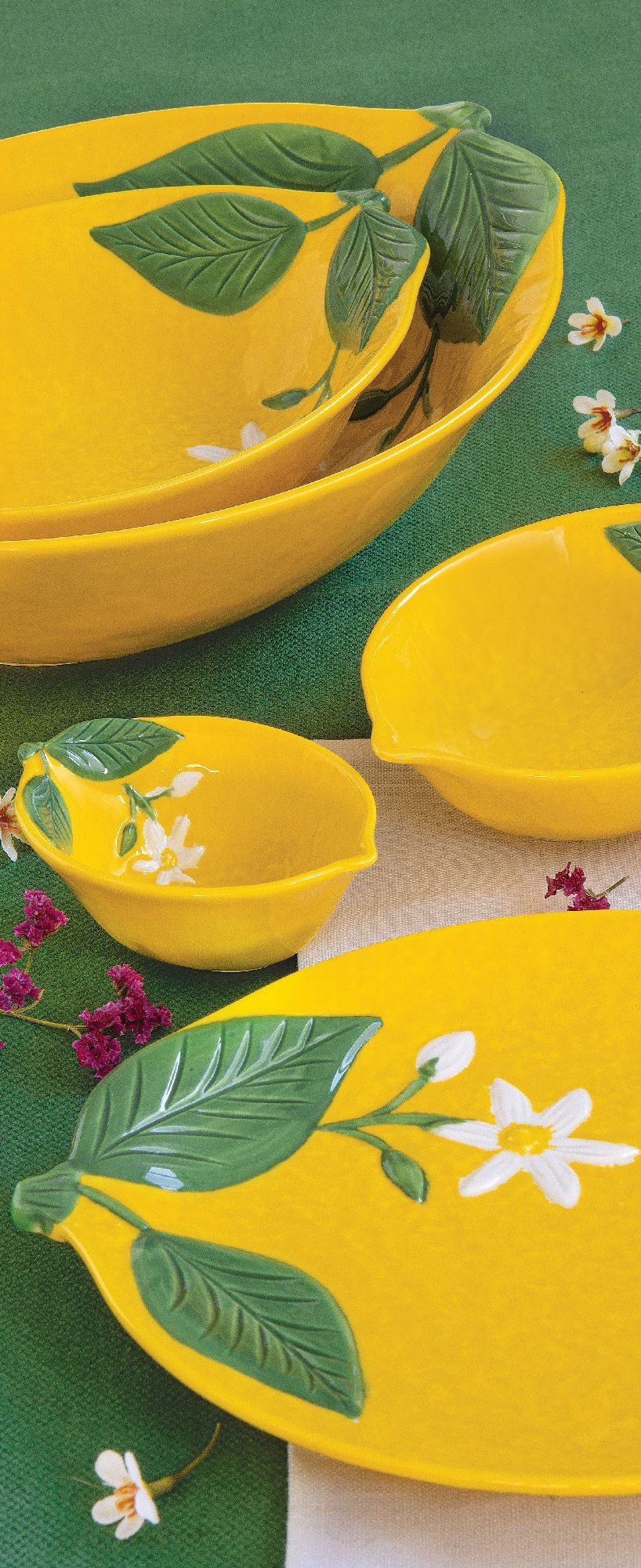 EasyLife Servierschale Fleurs et Citrons, Porzellan, Spülmaschinengeeignet, Mehrfarbig, Zitronen, H: 5cm