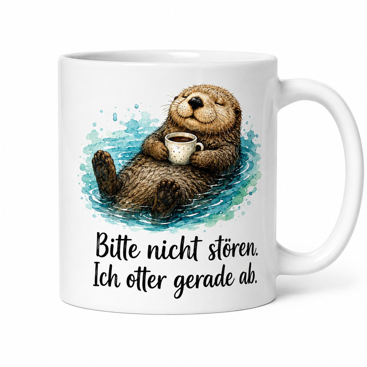 WS-Trend Tasse Otter Kaffeetasse - Geschenkidee mit Spruch - weiss aus Keramik 330 ml, Keramik