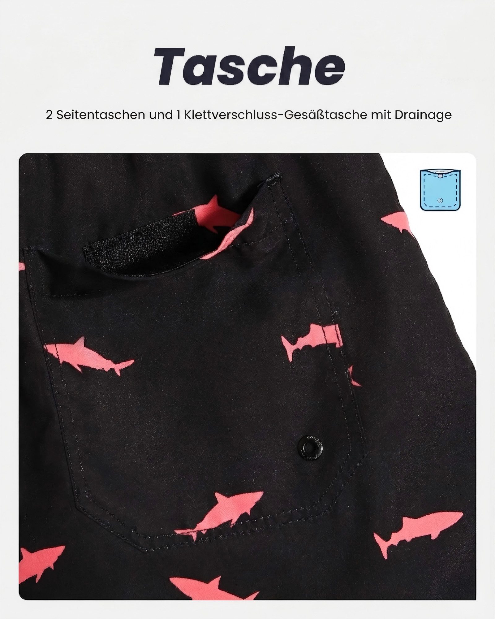 MaaMgic Shorts Herren mit Mesh-Futter kurze Hose schnelltrocknend Badehose lang (1-tlg) – Bild 4 von 5