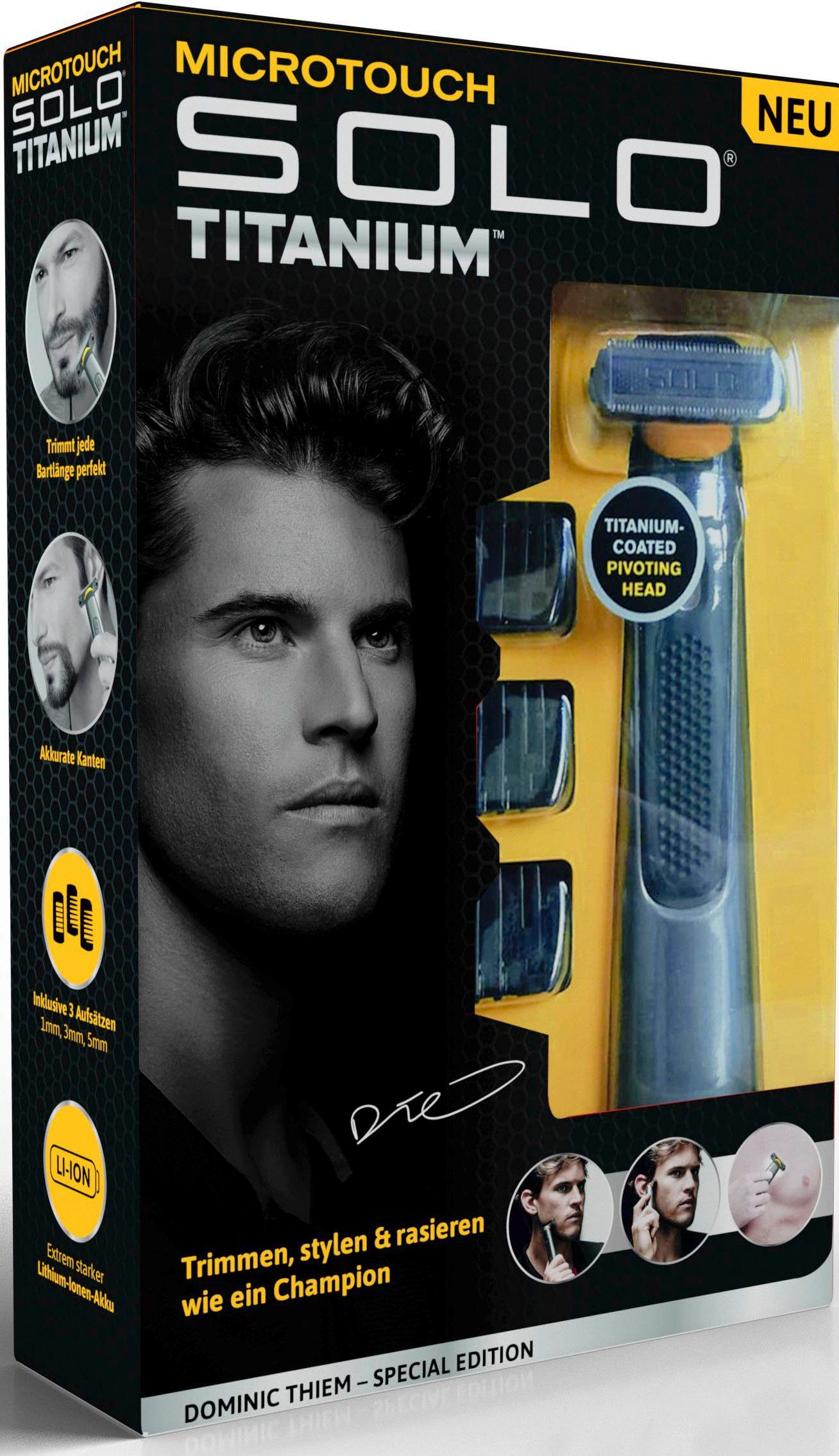 MediaShop Multifunktionstrimmer MicroTouch Titanium Solo, Trimmen, stylen & rasieren wie ein Champion