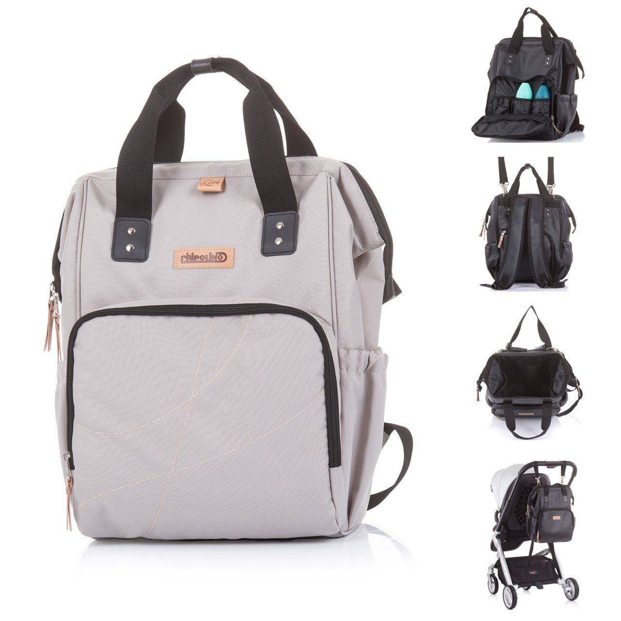 Chipolino Wickeltasche Kinderwagentasche, Rucksack (1-tlg), Kunstleder Wickelunterlage, Henkel Träger
