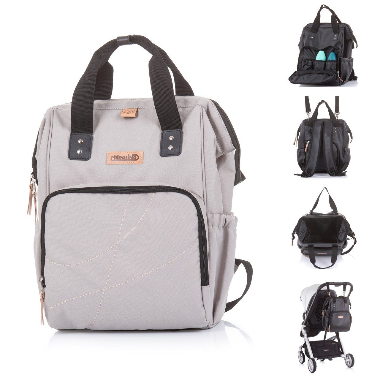 Träger beige Wickelunterlage, Rucksack (1-tlg), Chipolino Wickeltasche Kunstleder Henkel Kinderwagentasche,