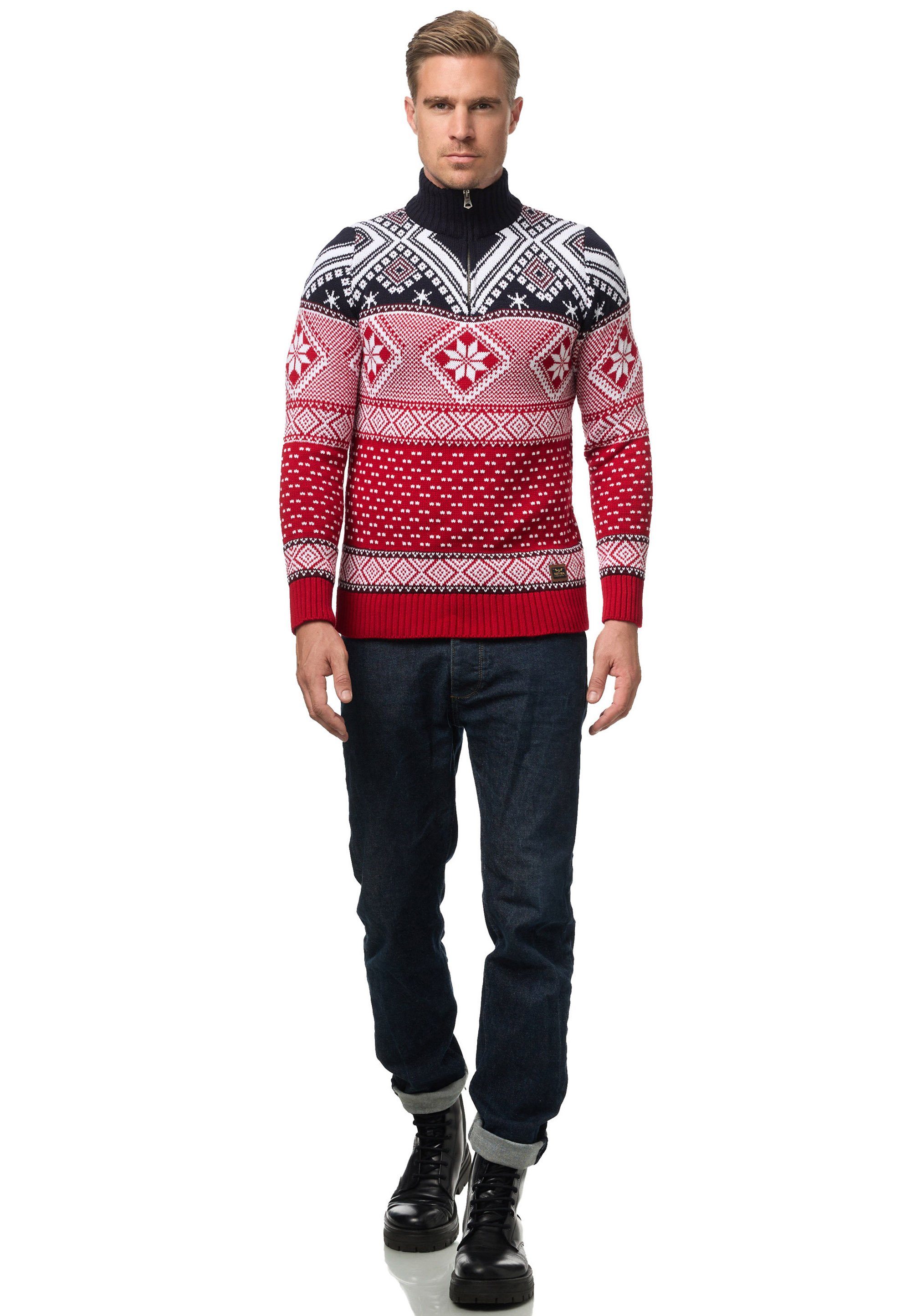 Rusty Neal Strickpullover mit winterlichem Muster günstig online kaufen