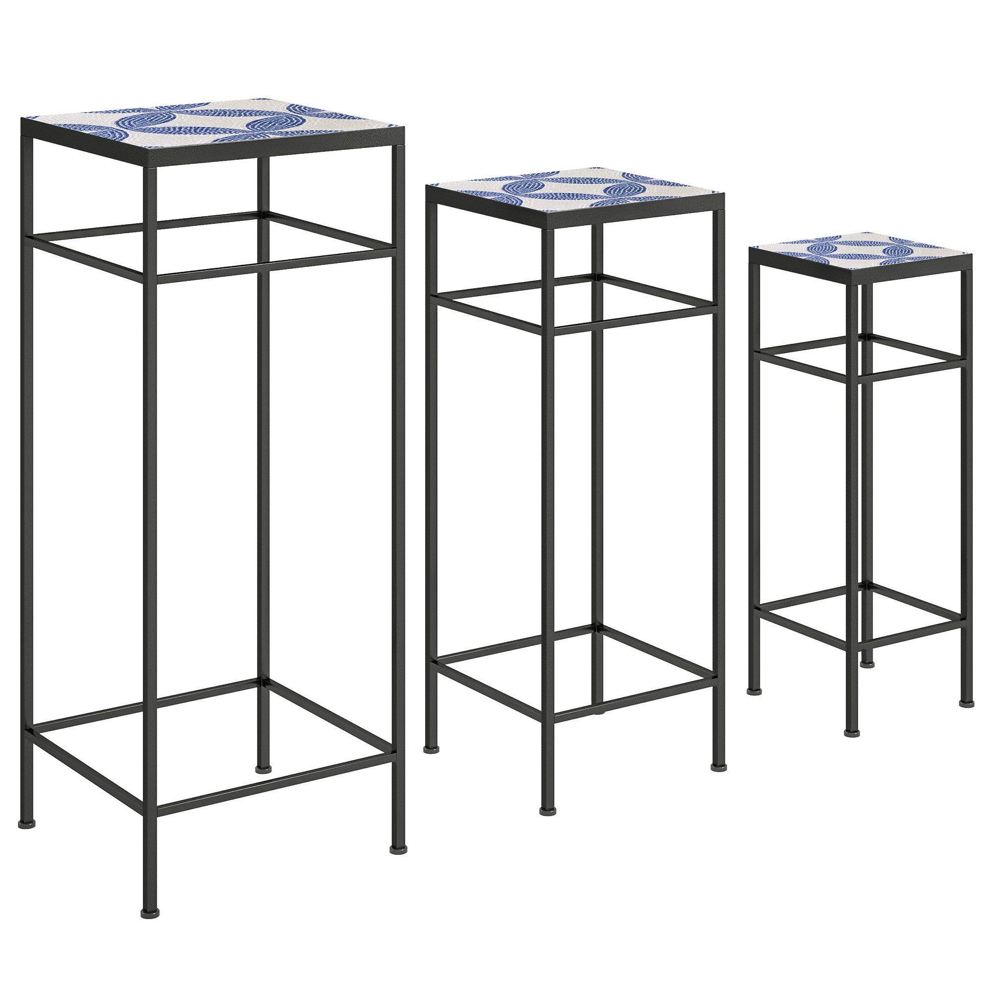 FANNOU Blumenständer 3er-Set Pflanzenregal aus Metall, Pflanzenständer Blumenregal, Blumentopfständer für Wohnzimmer Garten Balkon