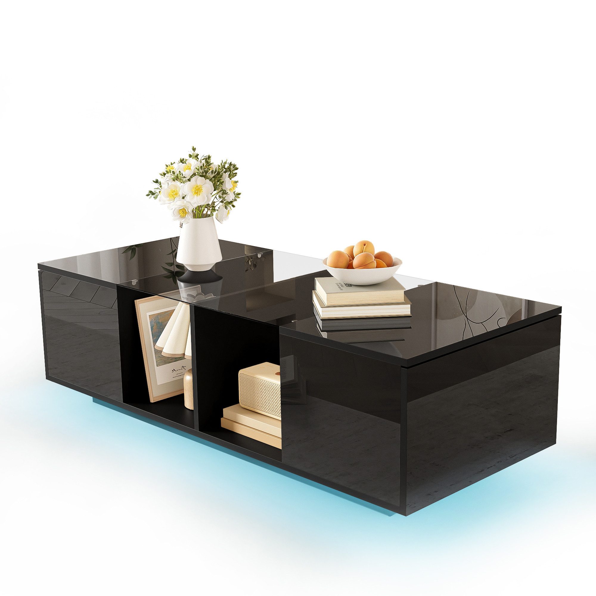 HAUSS SPOLE Couchtisch Hochglanz-Couchtisch mit Glasablage, günstig online kaufen