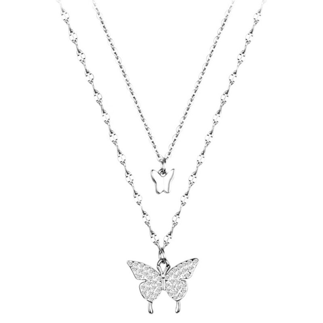 Haiaveng Kette mit Anhänger Schmetterling Anhänger Halskette, Silber Kristall Anhänger Halskette