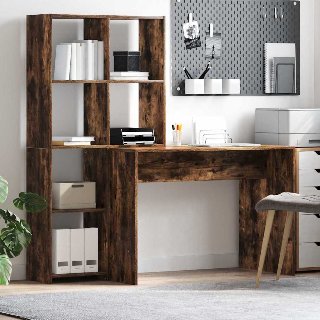 vidaXL Schreibtisch Schreibtisch Geräucherte Eiche Holzwerkstoff (1-St)