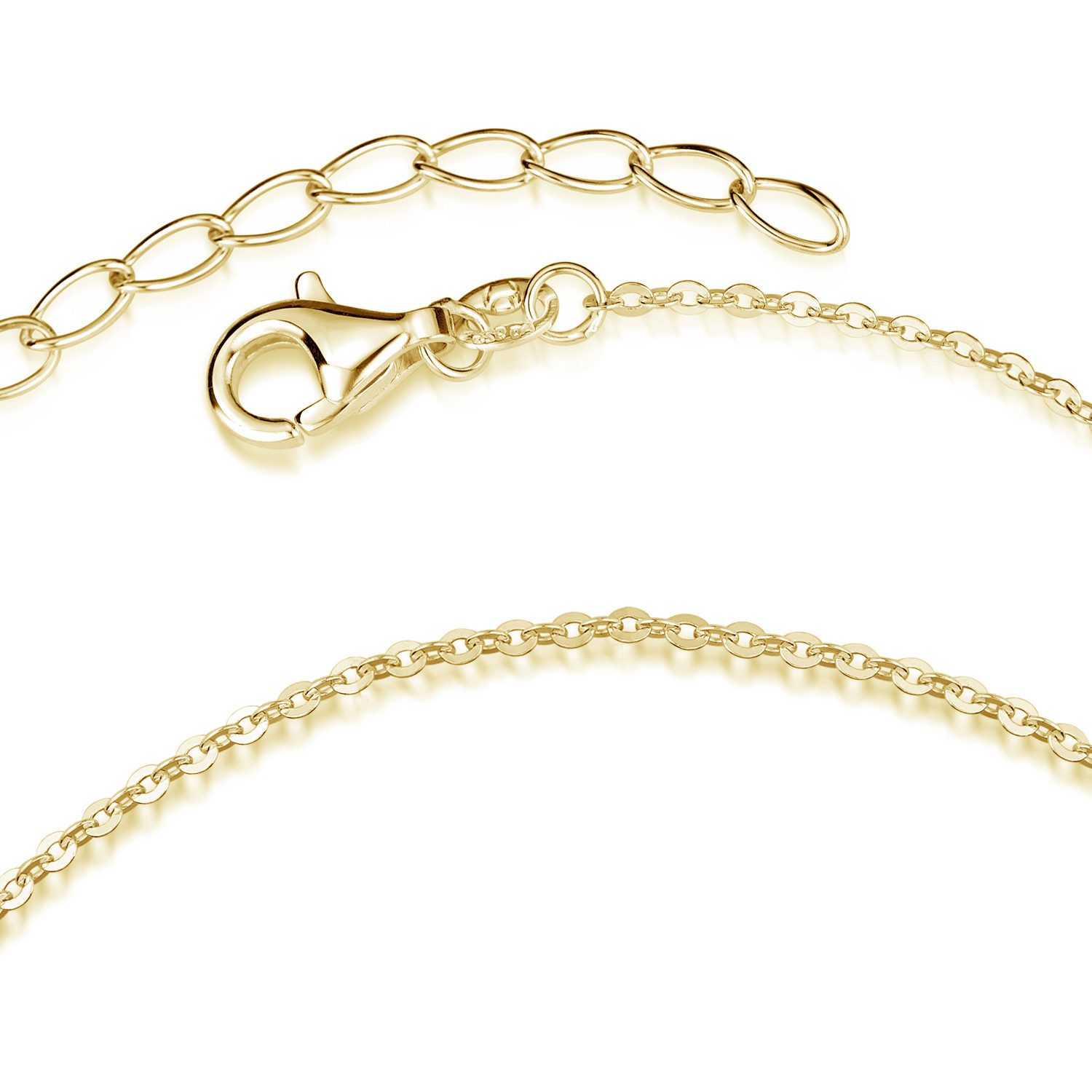 Materia Armkette Damen Gold Ankerkette Ø1mm 18-21cm SA-124, 925 Sterling Silber, vergoldet