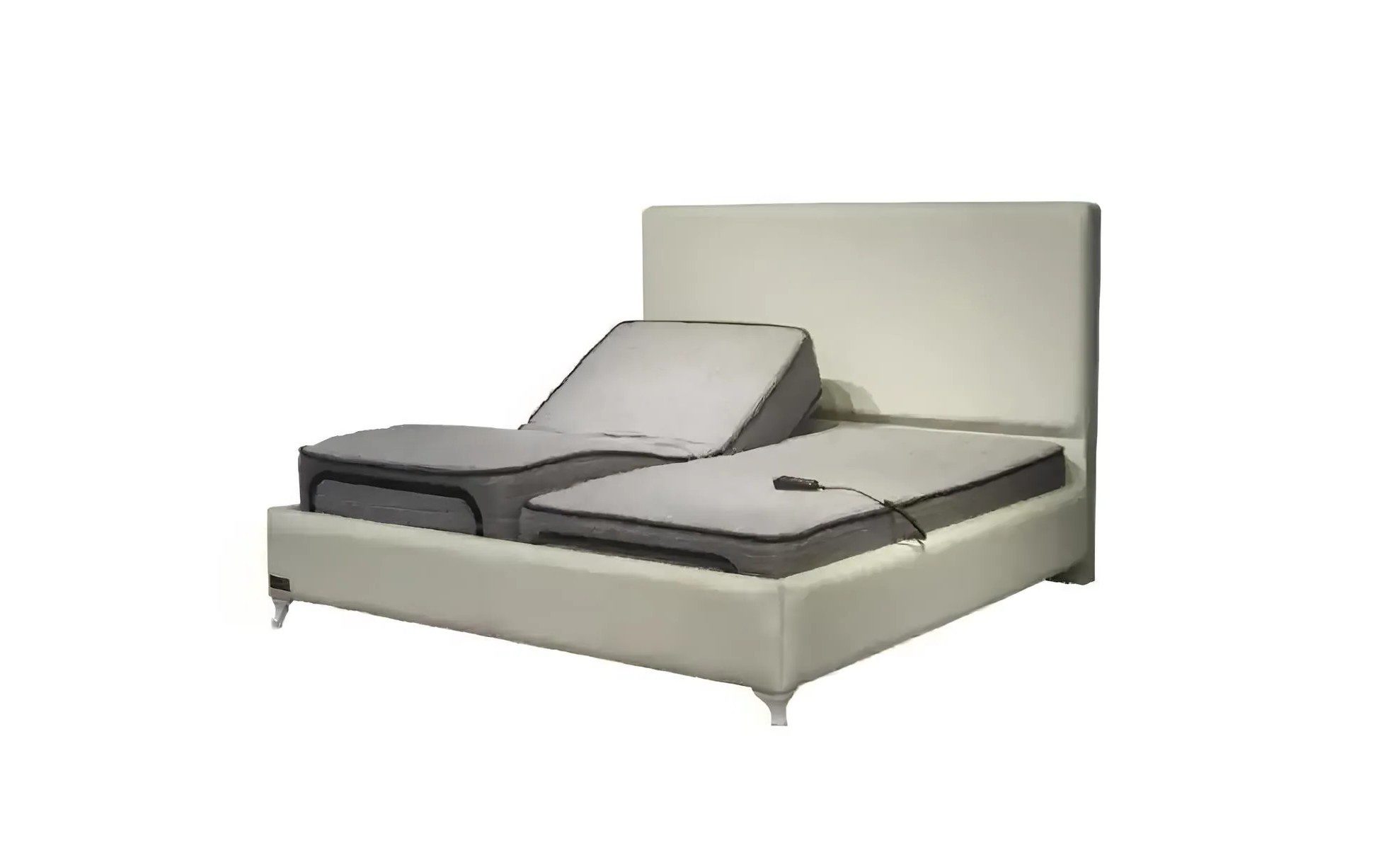 Xlmoebel Polsterbett Elegantes Doppelbett aus Holz mit gepolstertem Kopfteil (Bett, 2-tlg., Bett + Matratze), Hergestellt in Europa