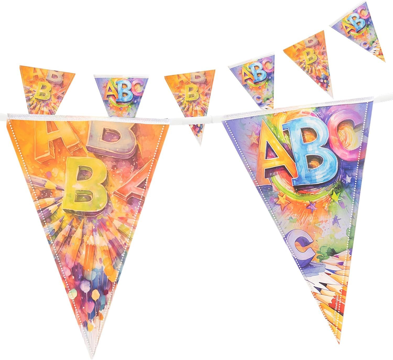 Party Factory Wimpelkette Back to School Wimpelkette 4–5 m – Deko für Einschulung & Schulstart, robust und widerverwendbar