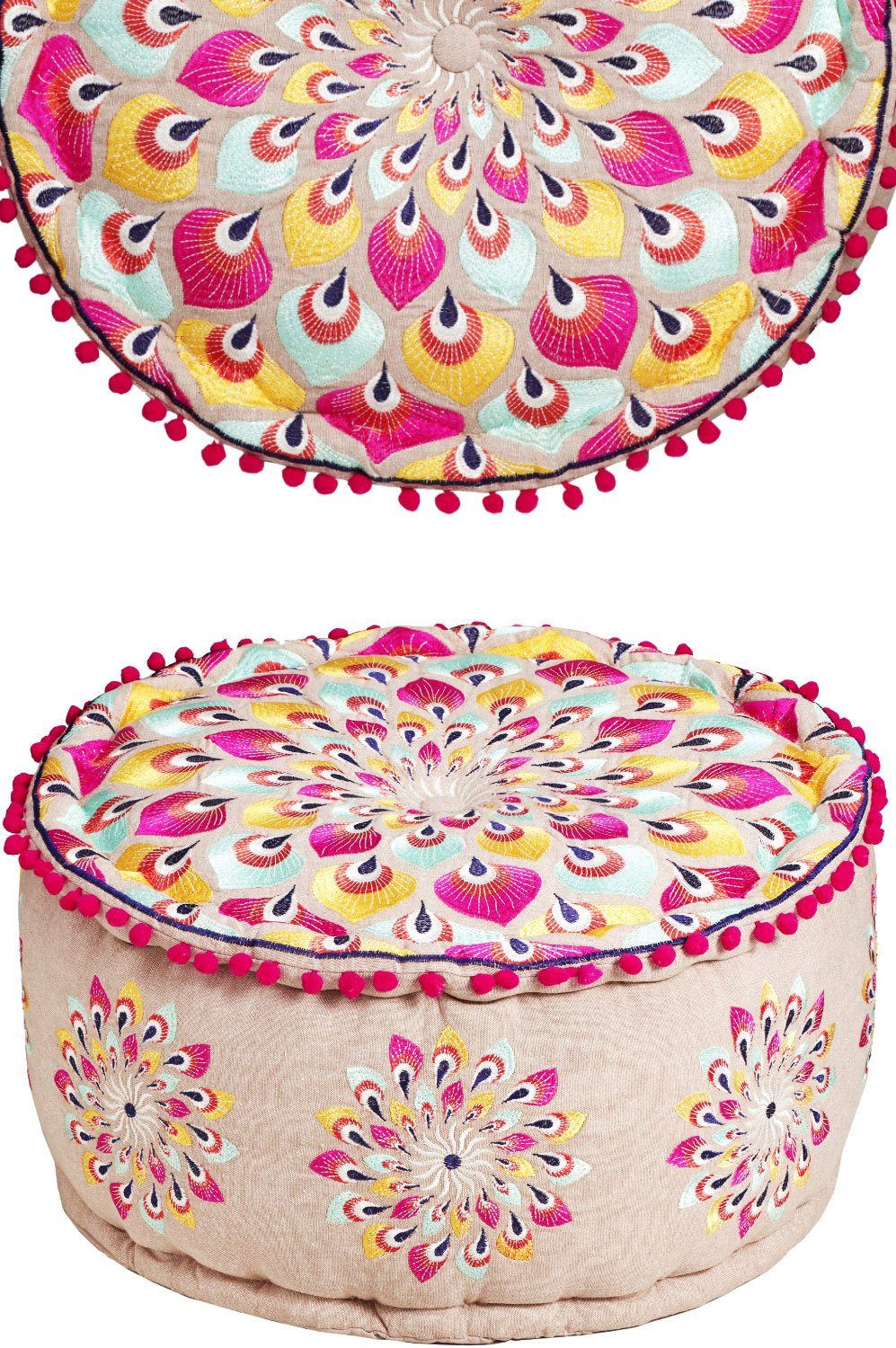 Marrakesch Orient & Mediterran Interior Pouf Arabisches Sitzpouf Azet, Sitzkissen, Bodenkissen, Handarbeit