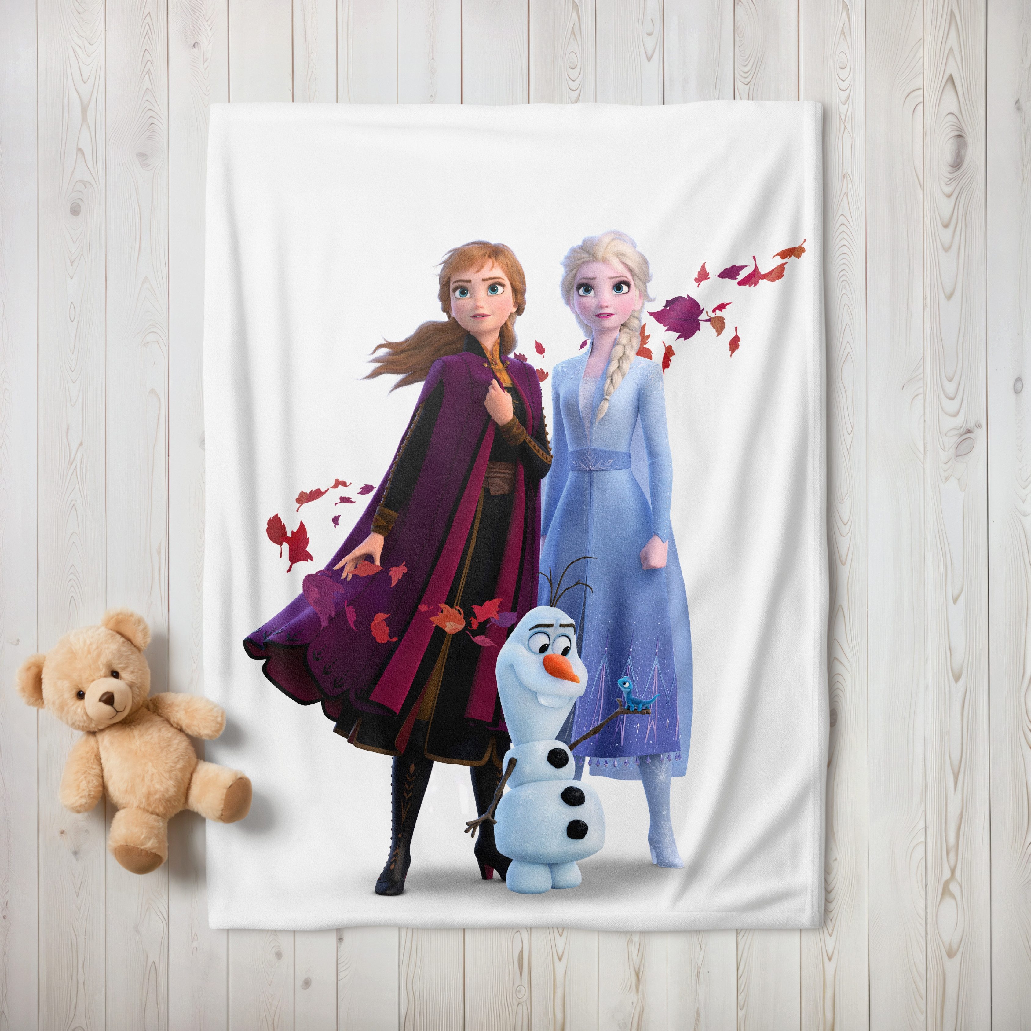 Kinderdecke Eiskönigin Disney 130x170 cm, weich und kuschelig, Coral Fleece-Decke, MTOnlinehandel, Sofadecke passend zur Anna & Elsa Bettwäsche, Überwurf, Tages – Bild 5 von 5