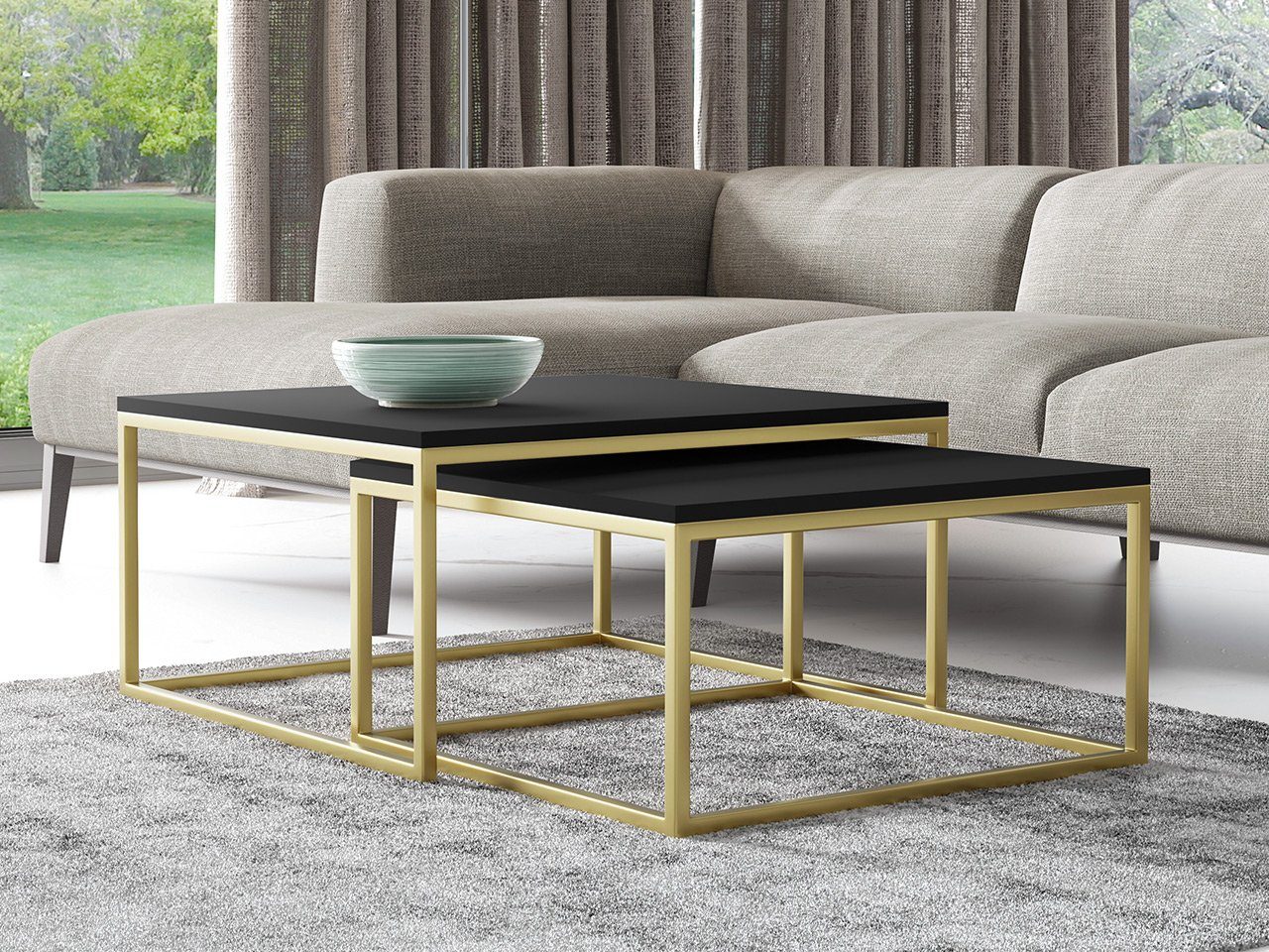 MIRJAN24 Couchtisch Dual Gold (2er-Set), Vierkantrohrrahmen günstig online kaufen