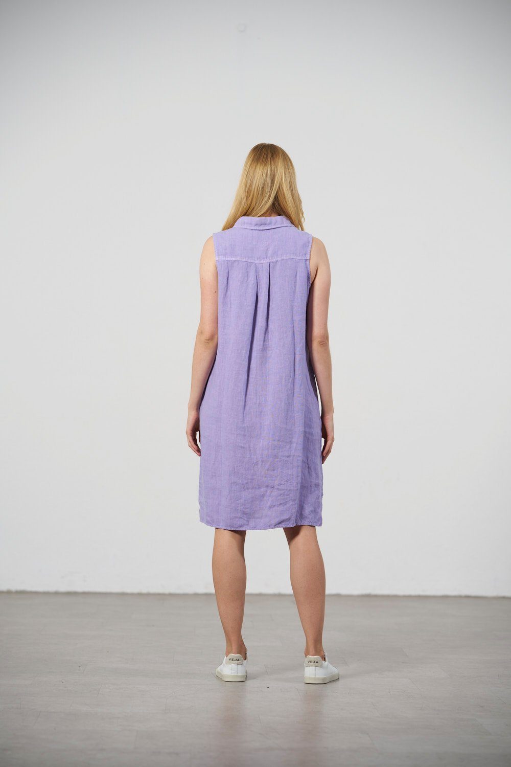 Feuervogl A-Linien-Kleid fv-Ki:ki, Woman Shirt Dress, A-Shape, Sleeveless, Pure Linen
