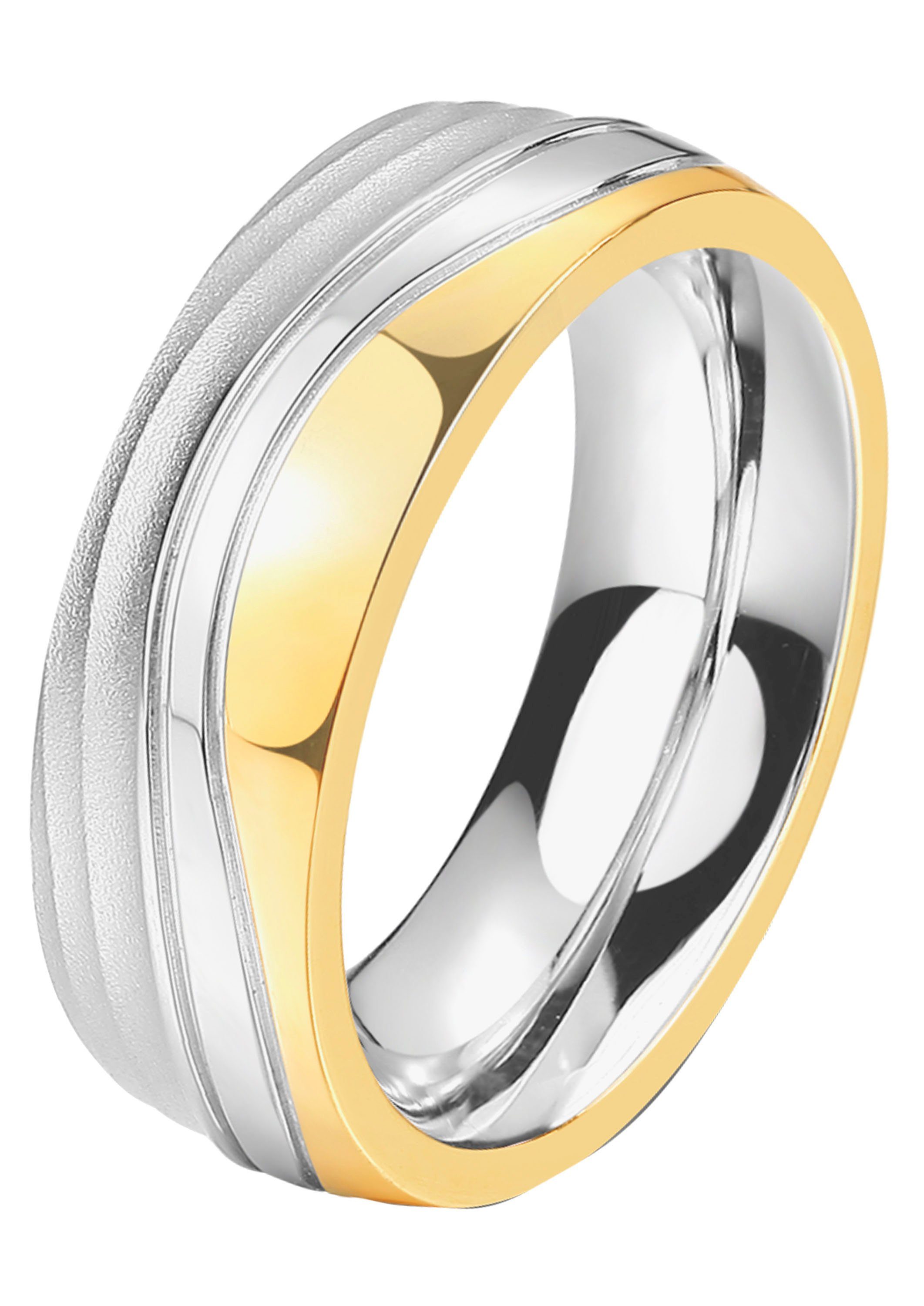 Partnerring edelstahlfarben-gelbgoldfarben Zirkonia Schmuck DOOSTI ohne o. mit Edelstahl Trauring Trauring Ehering Geschenk LIEBE,