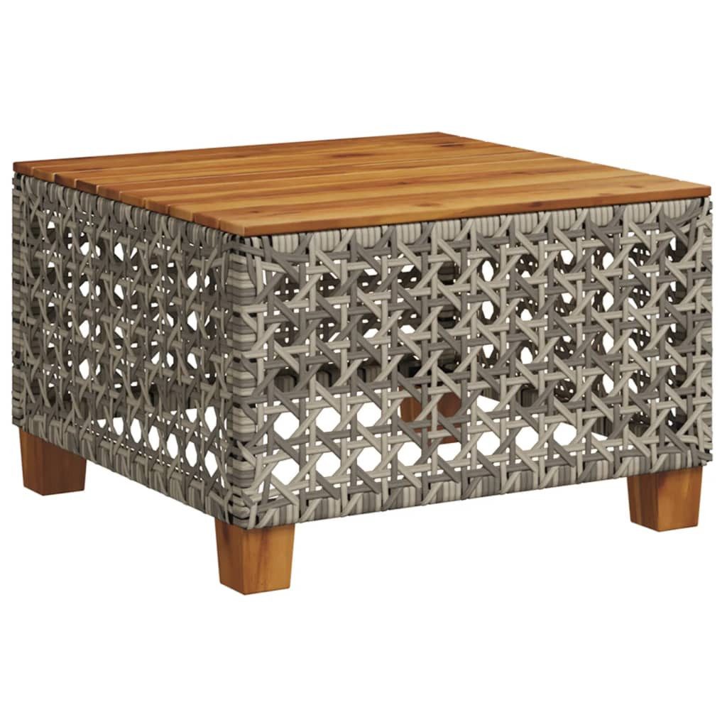 vidaXL Gartentisch Gartentisch Grau 55x55x36 cm Poly Rattan nholz (1-St)