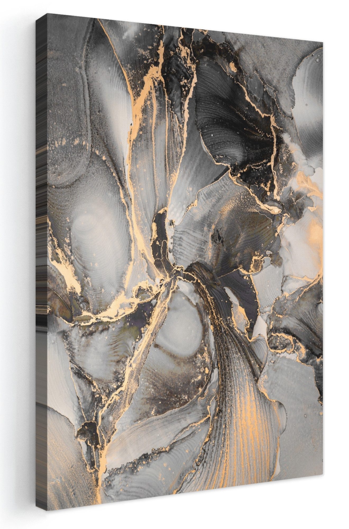 OneMillionCanvasses® Leinwandbild Grau - Luxus - Gold - Marmor, Fotodruck (1 St), Leinwand Canvas Wandbild, Wanddekoration 20x30 cm
