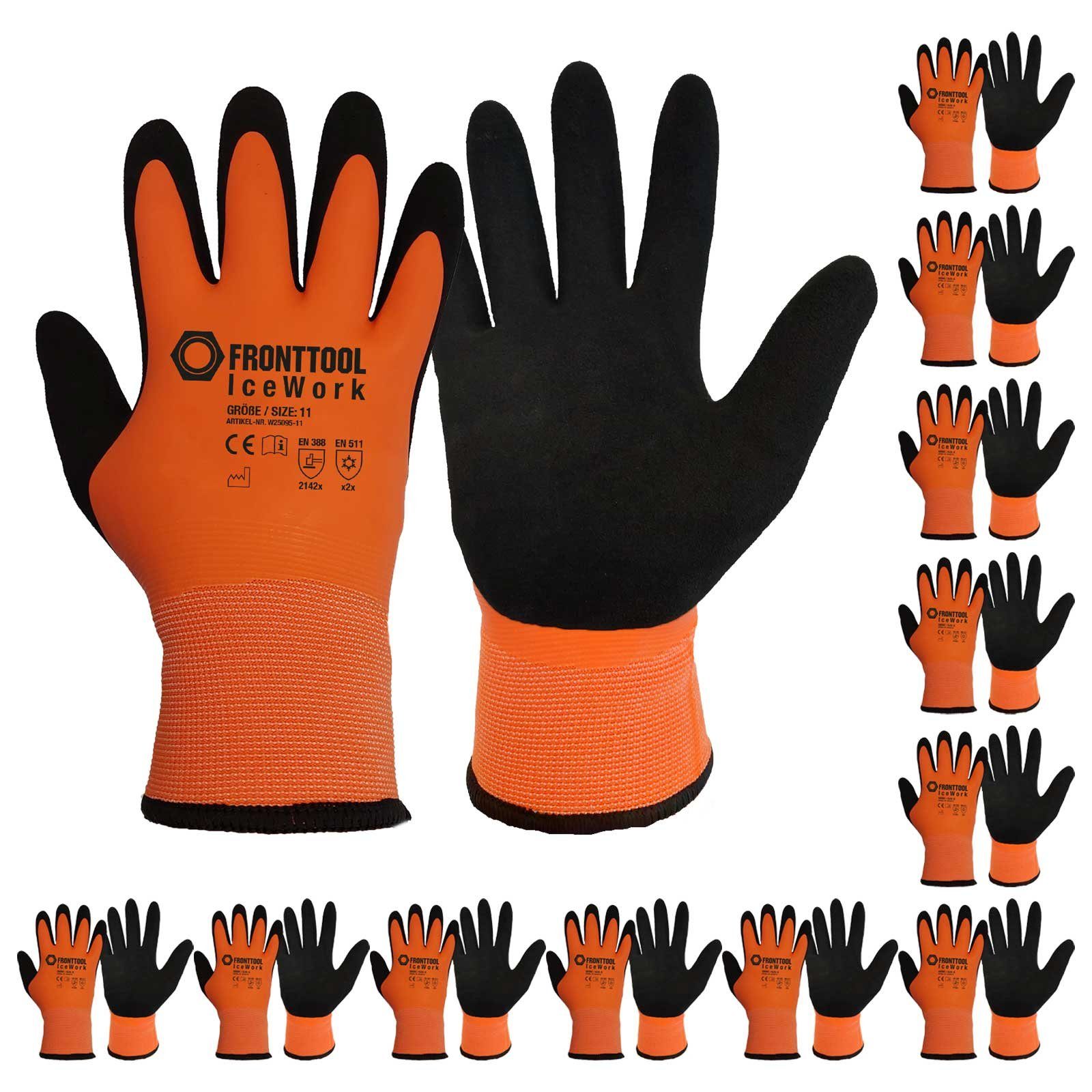 Paar 12 IceWork Fronttool Winterhandschuh Kälteschutzhandschuh Latexhandschuhe (Spar-Set) Arbeitshandschuh