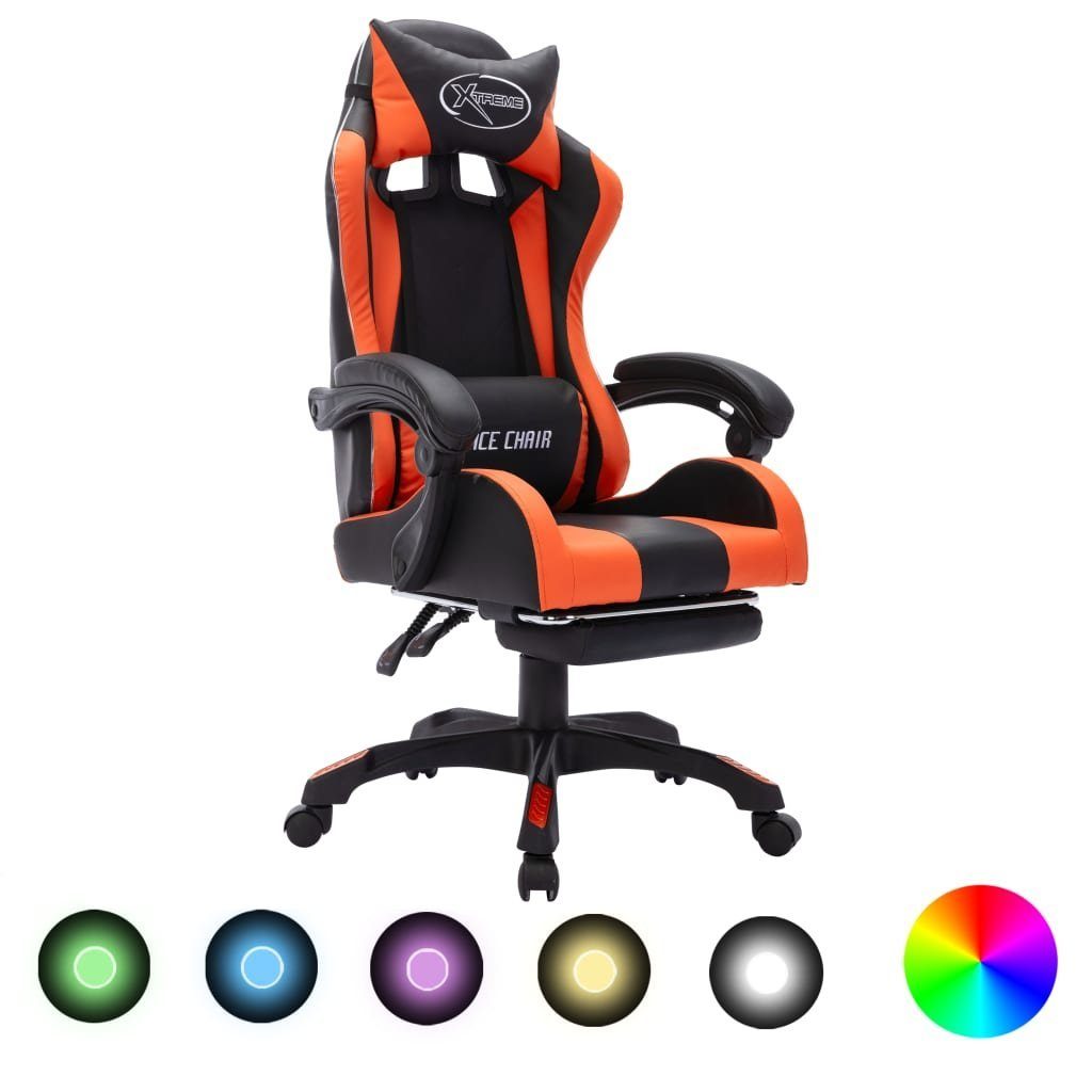 vidaXL Bürostuhl Gaming-Stuhl mit RGB LED-Leuchten Orange und Schwarz Kunstleder (1 St) Orange und Schwarz | Orange und Schwarz