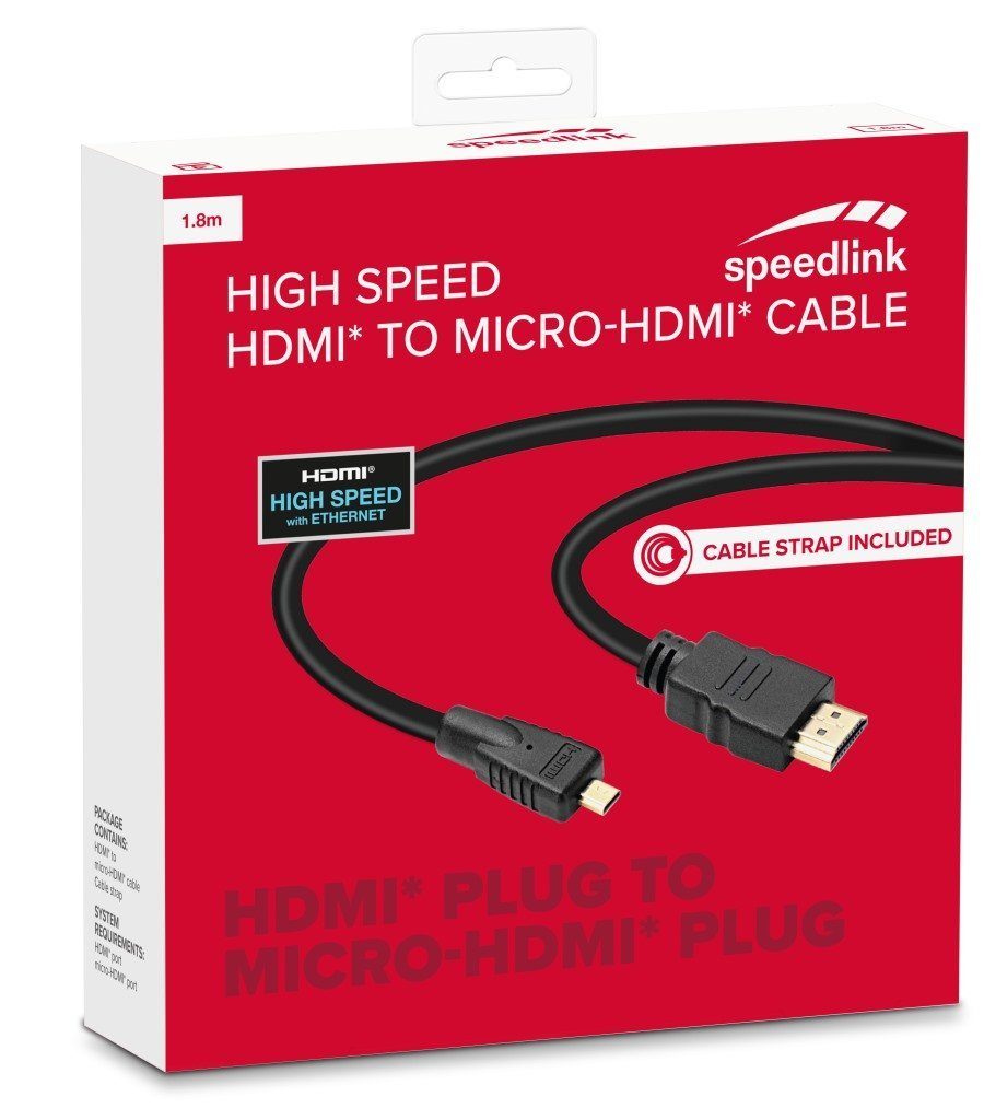 Speedlink Micro-HDMI auf HDMI-Kabel Adapter-Kabel 4k Konverter TV-Kabel