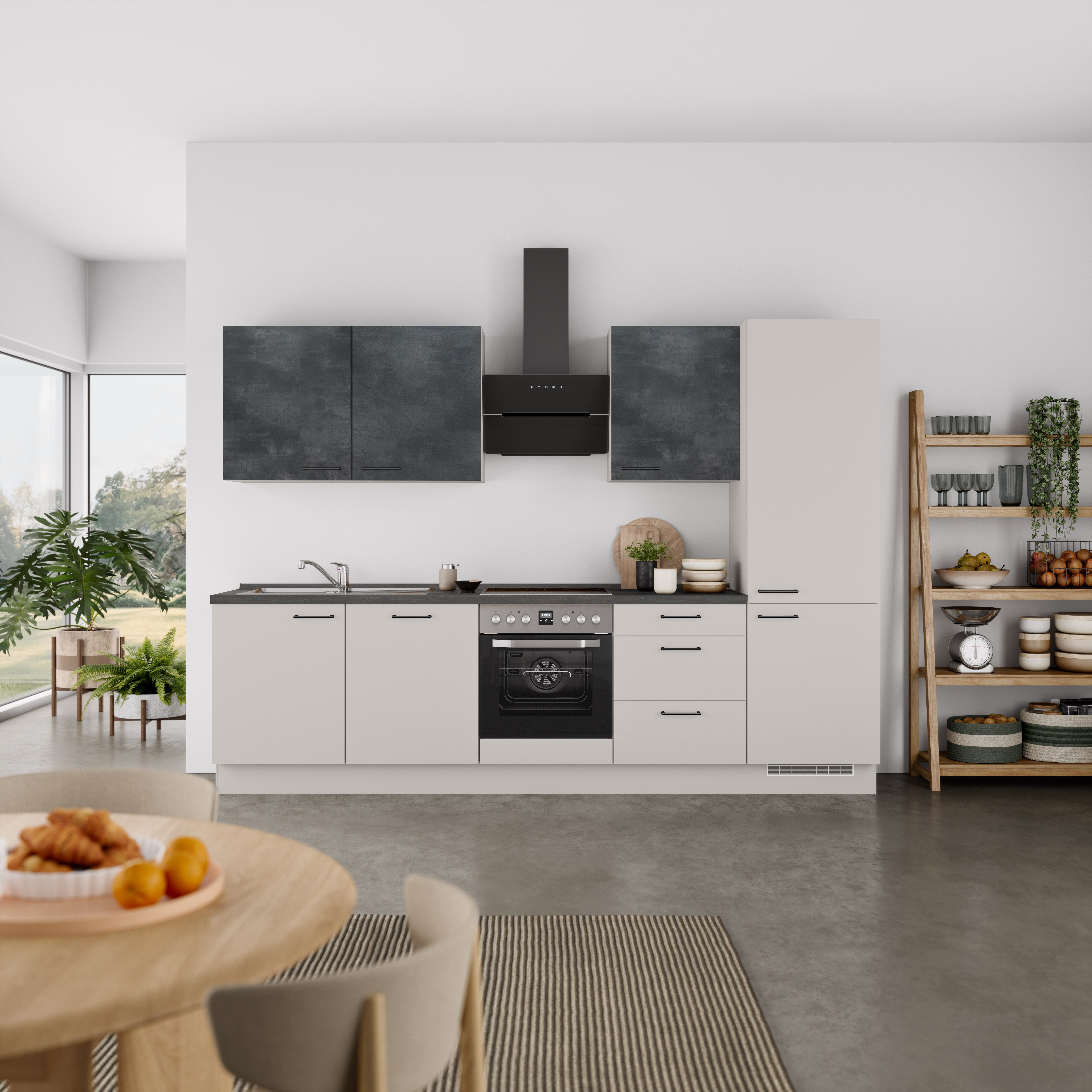 nobilia® Küchenzeile "MIAMI", NEU: individuell anpassbar mit gratis Profi-Beratung, vormontiert, Breite 300 cm, Ausrichtung wählbar, wahlw. mit E-Geräten