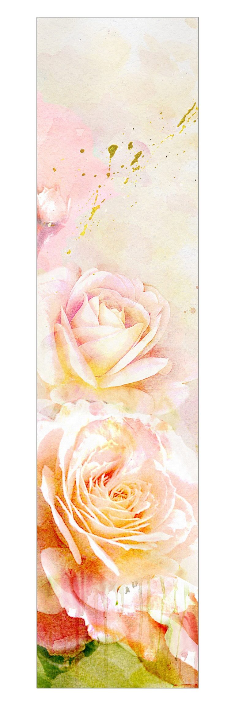 Bilderdepot24 Schiebegardine modern Flächenvorhang blickdicht Aquarell Rosen (1 St), halbtransparent, Wohnzimmer große Flächengardine lichtdurchlässig für Klemm-System