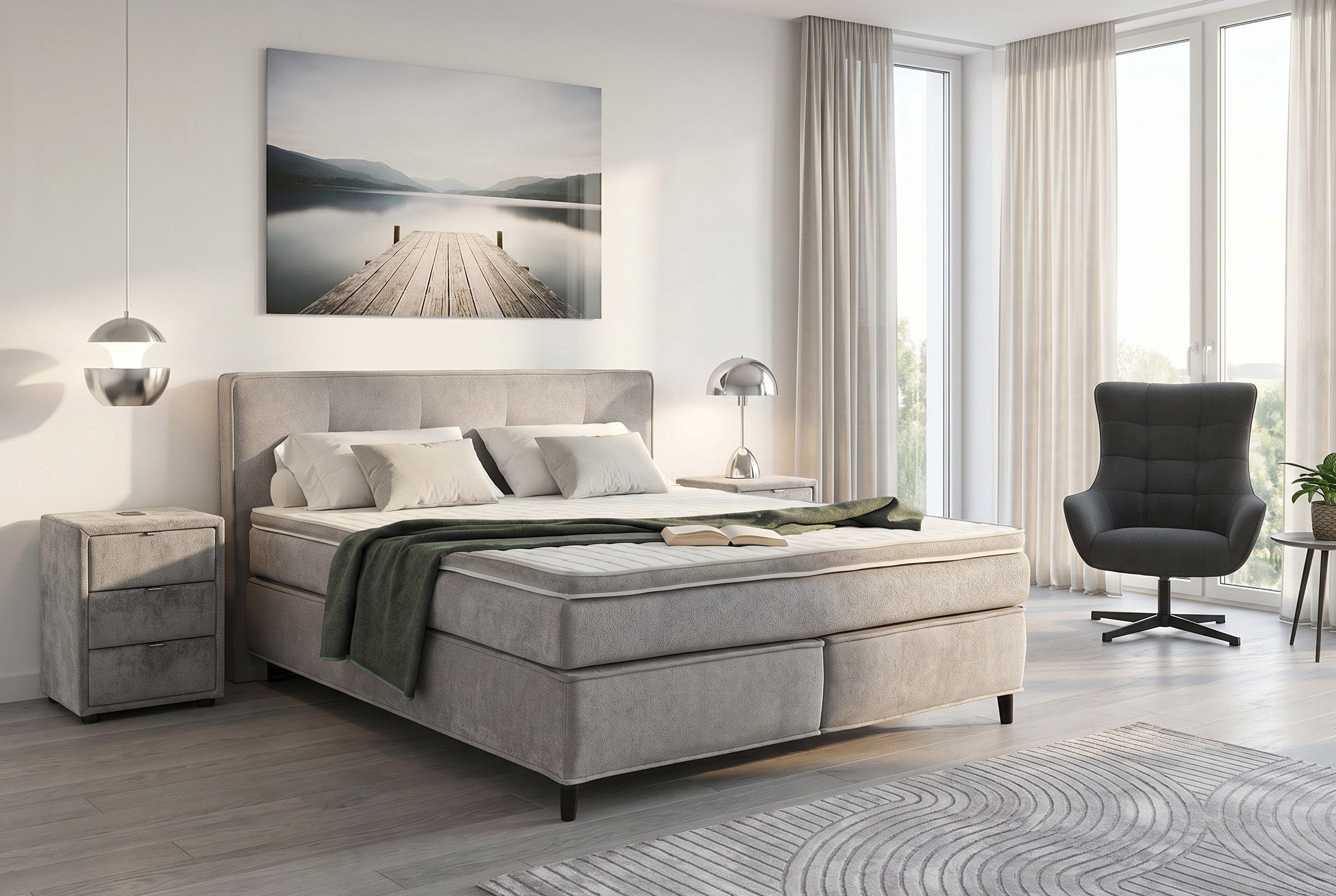 Jockenhöfer Gruppe Boxspringbett Capello, 7-Zonen-TTFK-Matratze, KS-Topper, 160x200 cm oder 180x200 cm, verschiedene Härtegrade wählbar