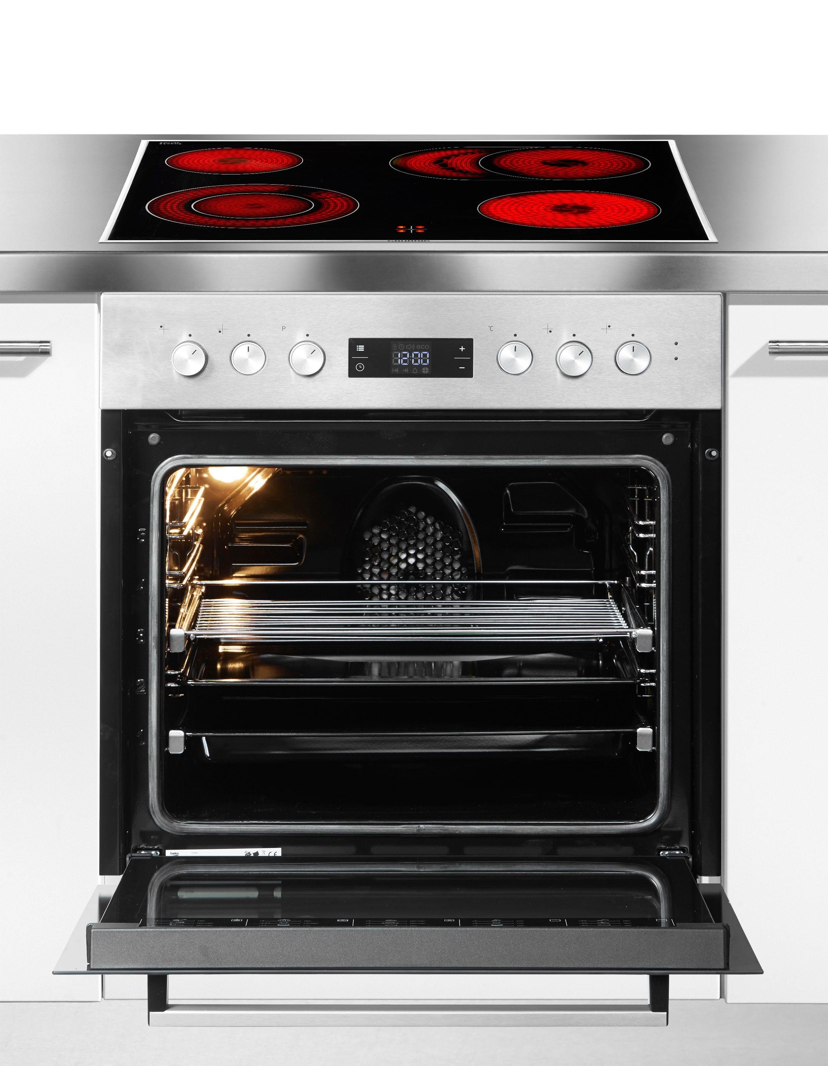 BEKO Elektro-Herd-Set BUM22323X1, mit 2-fach-Teleskopauszug, Simple Steam Reinigungsfunktion ...