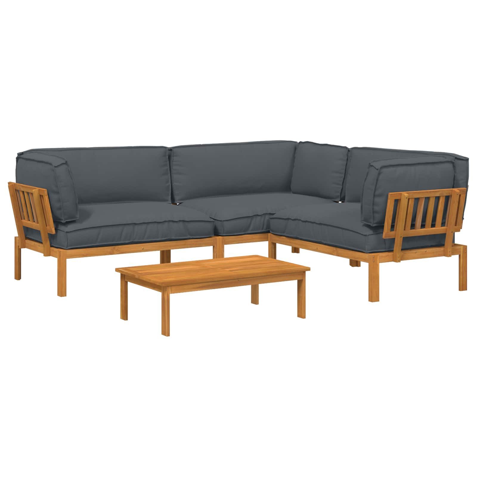 vidaXL Gartenlounge-Set Sofa Set 4 Stk. Anthrazit Massivholz, (4-tlg)