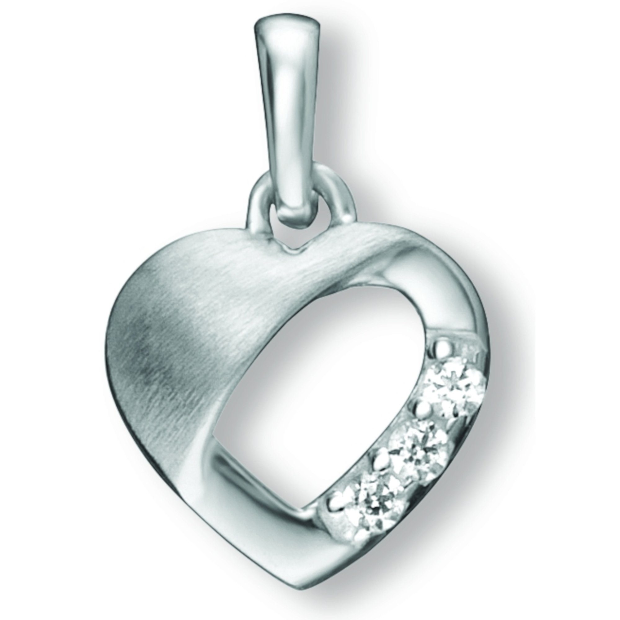 ONE ELEMENT Kette mit Anhänger Zirkonia Herz Herz Anhänger aus 925 Silber,  Schmuckset - Set mit verstellbarer Halskette, Breite : 9,90 mm - Höhe :  14,70 mm incl. Öse